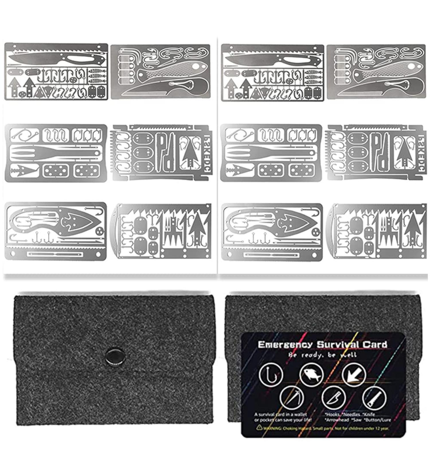 PSKOOK 12 Pcs Survival Multitool Card Kit - Emergency Camping EDC Gear for Outdoor Hunting, Fishing, Hiking - Buy Online on GoSupps.com