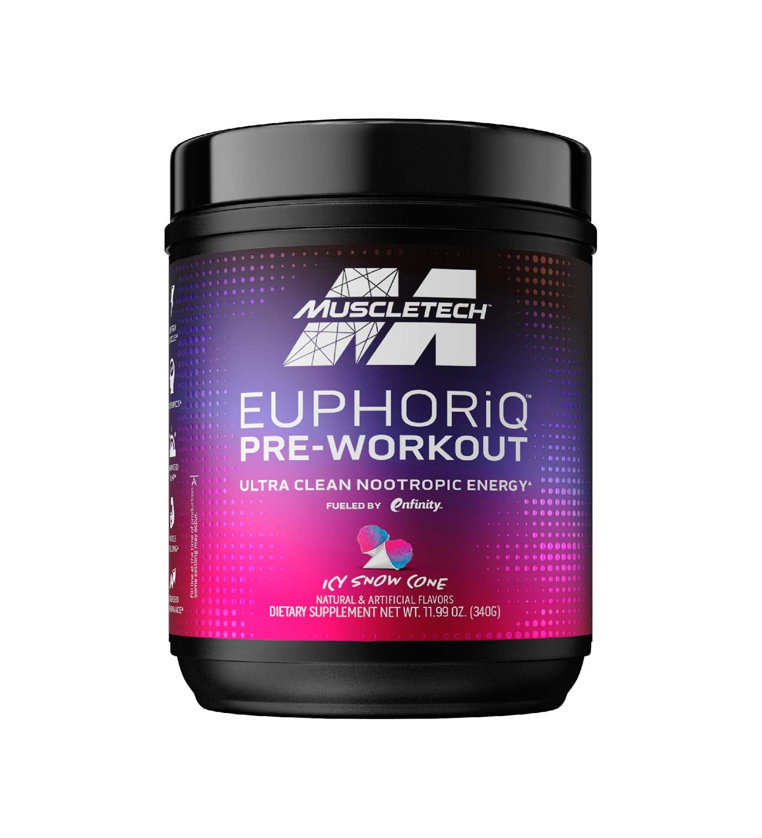 MuscleTech EuphoriQ PreWorkout Powder | Smart Pre Workout for Men & Women | Caffeine Metabolite Fueled with Paraxanthine | ICY Snow Cone Flavor | 20 Servings - Buy Online on GoSupps.com