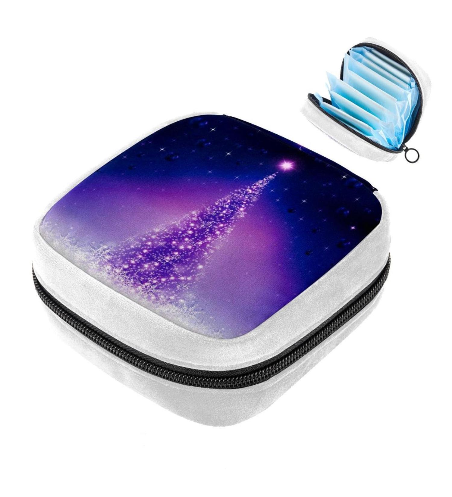 Sanitary Napkin Storage Bag | Period Tampon Makeup Pad Pouch | Christmas Tree Snowflakes - Buy Online on GoSupps.com