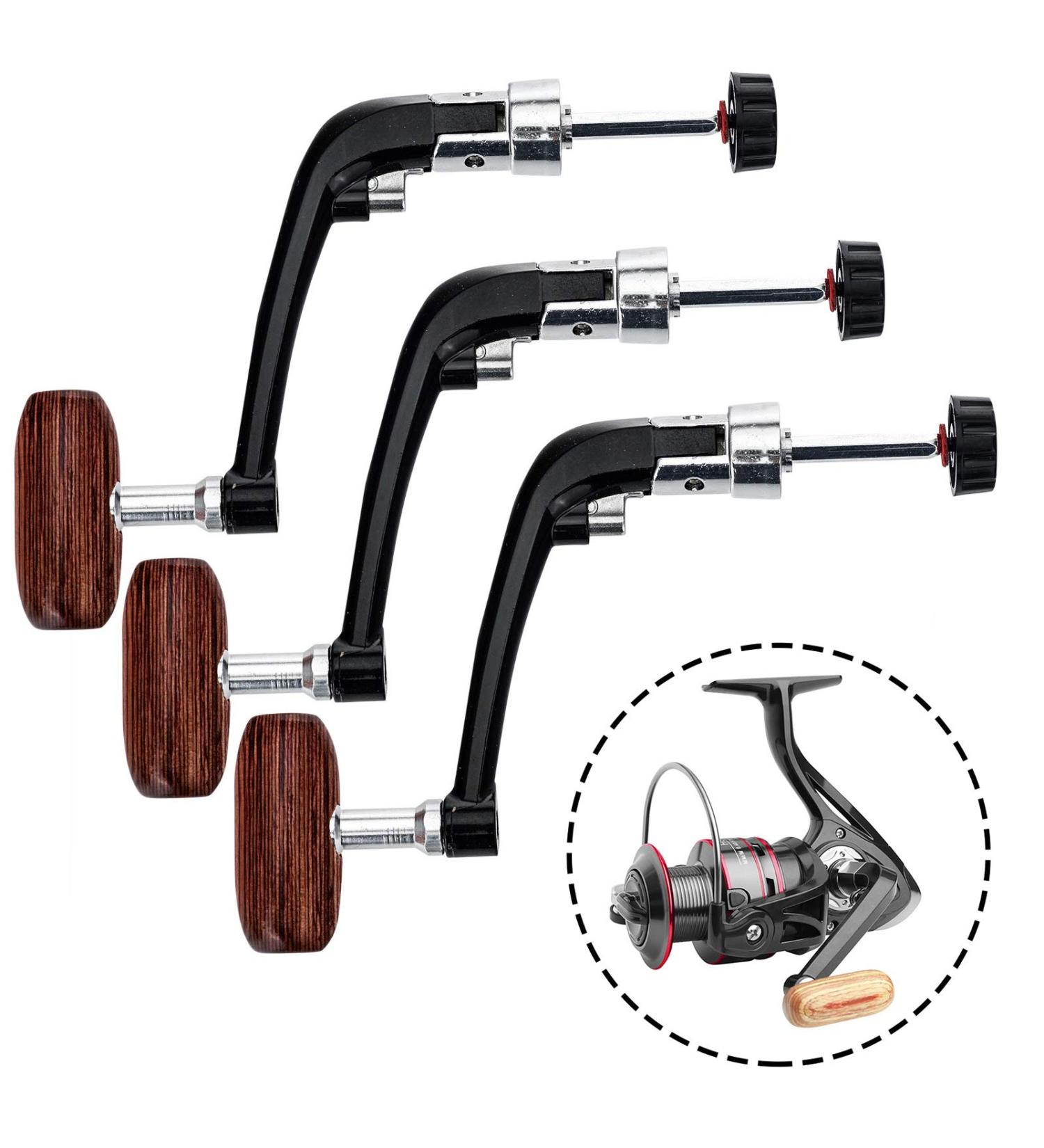 Lixada 3PCS Fishing Reel Power Handle Grip - Non-Slip Foldable Wooden Knob for Spinning Reel - Replacement Grip Parts - Buy Online on GoSupps.com
