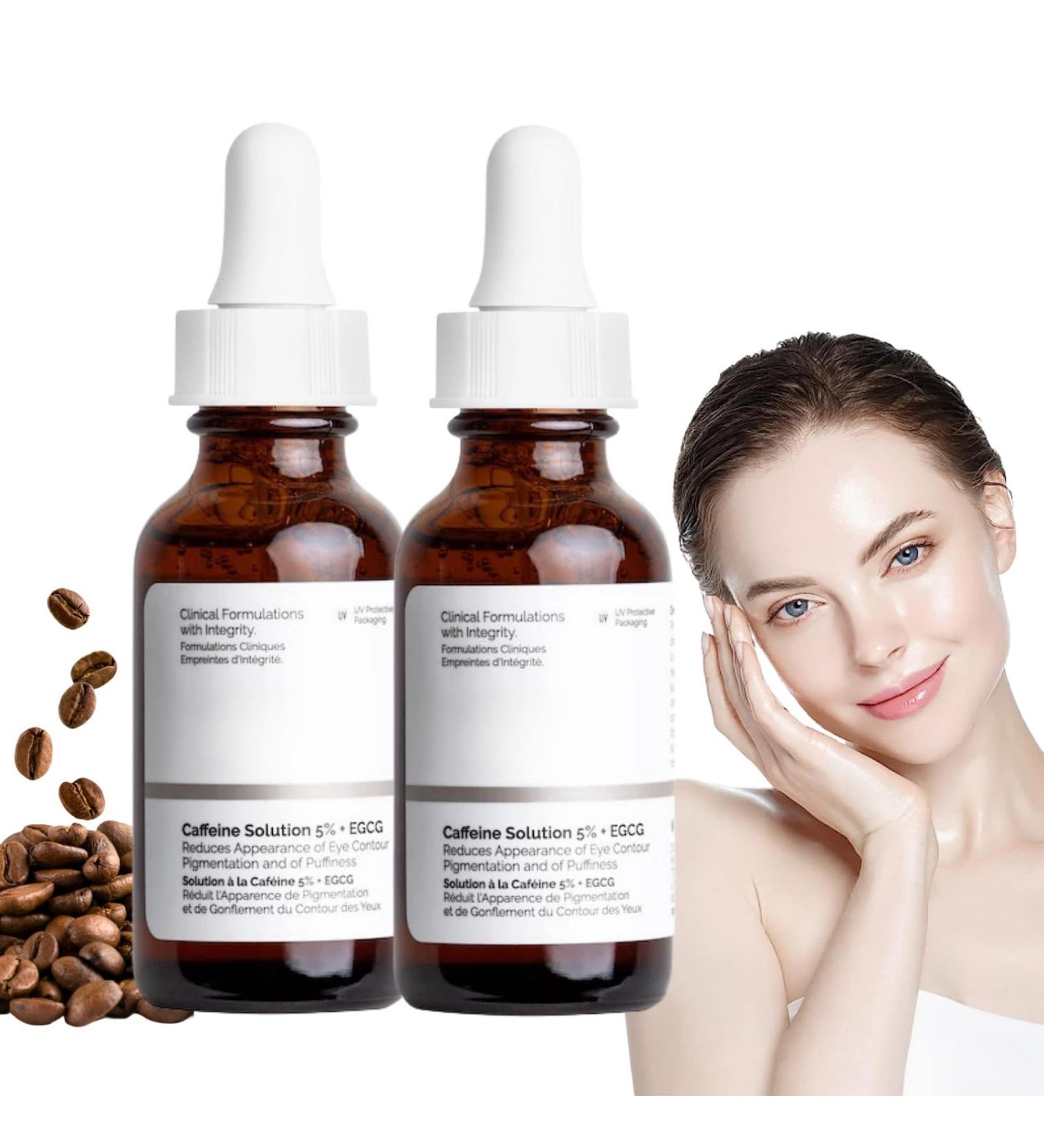 2PCS Caffeine Solution 5%+EGCG Eye Serum Caffeine Eye Serum Caffeine Eye Cream Anti Aging Under Eye Cream for Dark Circles and Puffy Eyes Instant Wrinkle Remover Eye Bag Removal Fade Fine Line 30ML - Buy Online on GoSupps.com