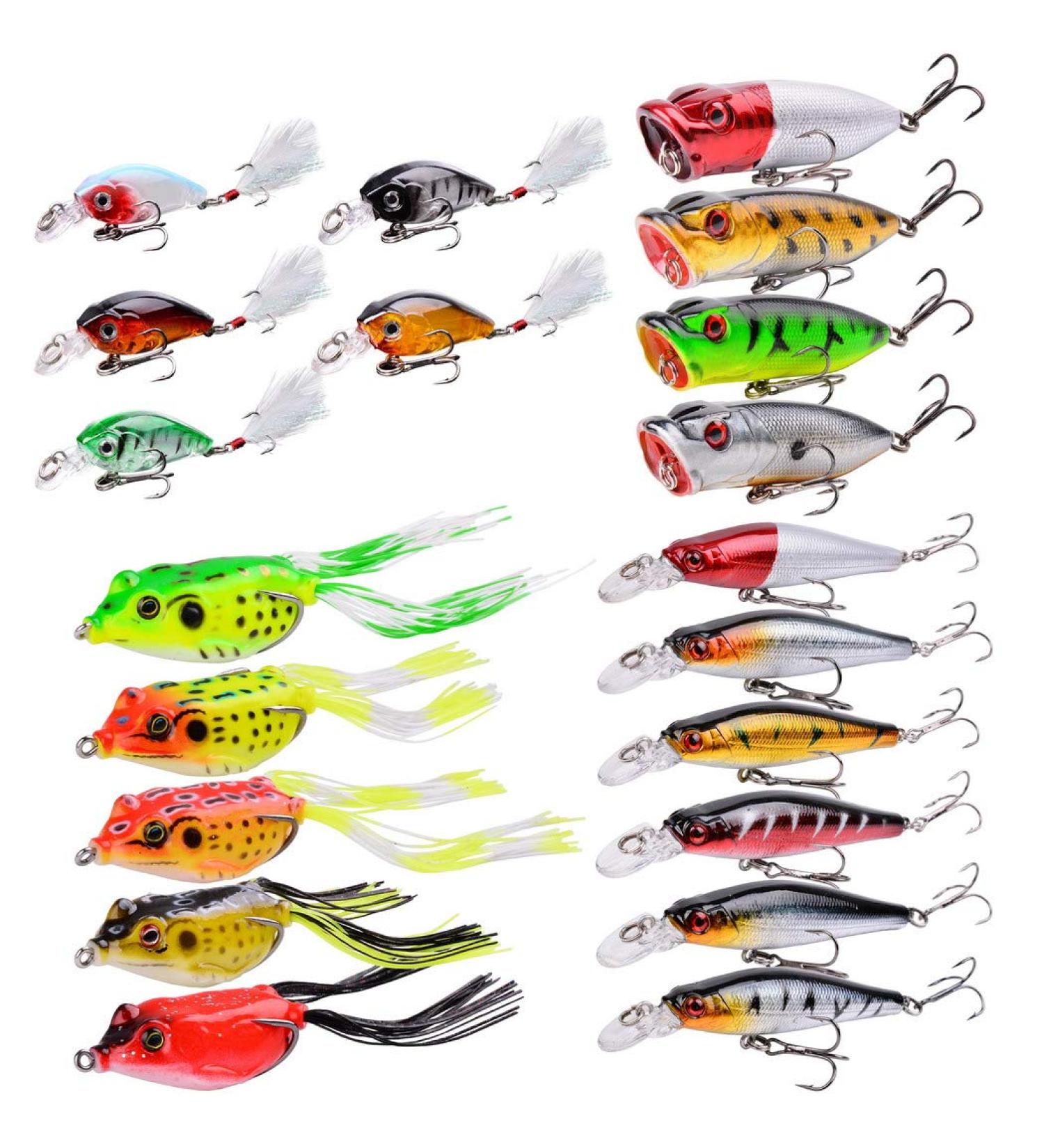 Aorace Fishing Lures Kit - 20pcs Mixed Minnow Popper Crank Baits for Saltwater Freshwater Trout Bass Salmon Fishing - Buy Online on GoSupps.com