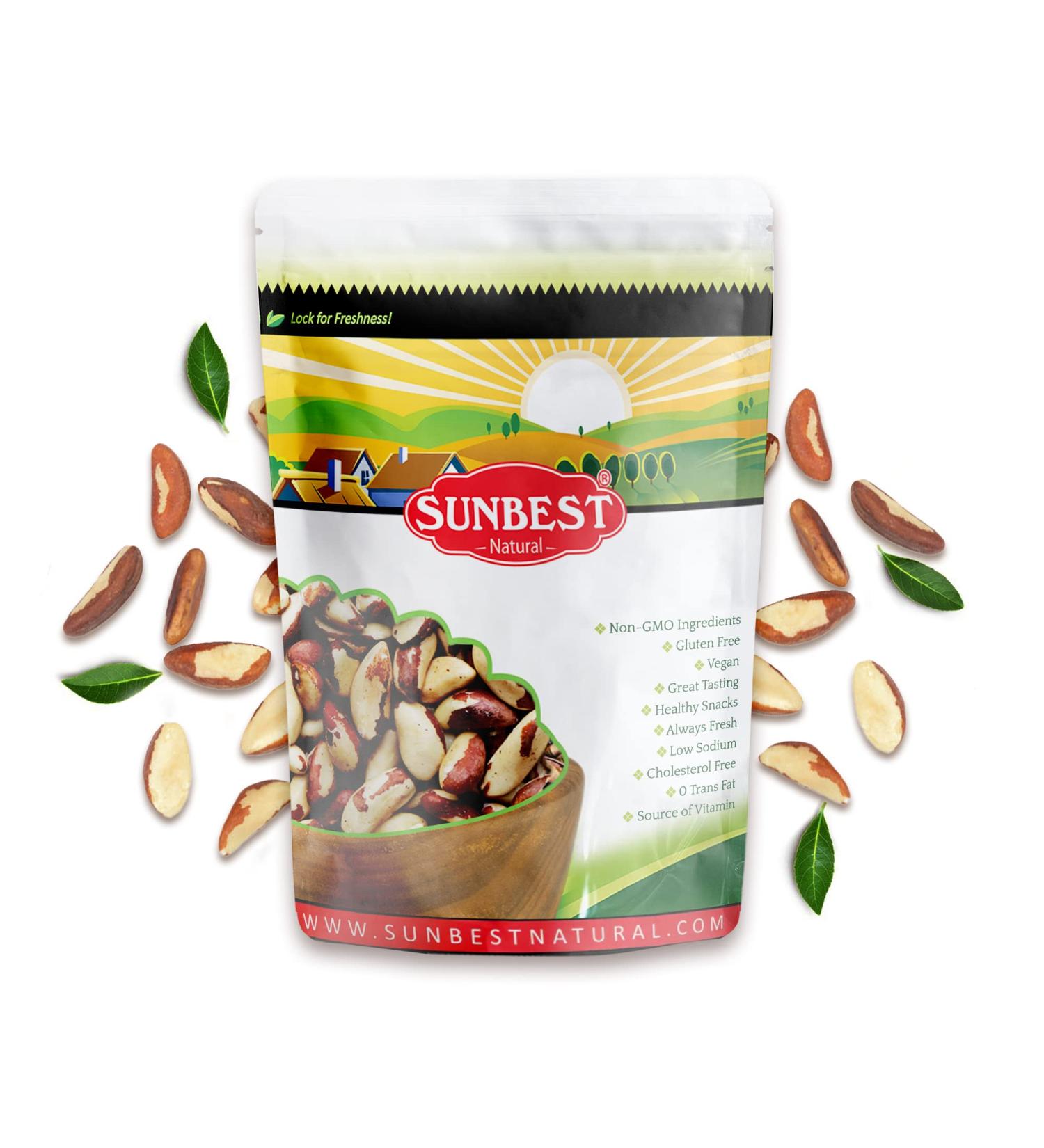 Sunbest Natural Whole Brazil Nuts - Unsalted for Snacking, Baking, and Cooking - Non-GMO & Vegan - Raw Nut Snack Packs - 15 oz - Buy Online on GoSupps.com