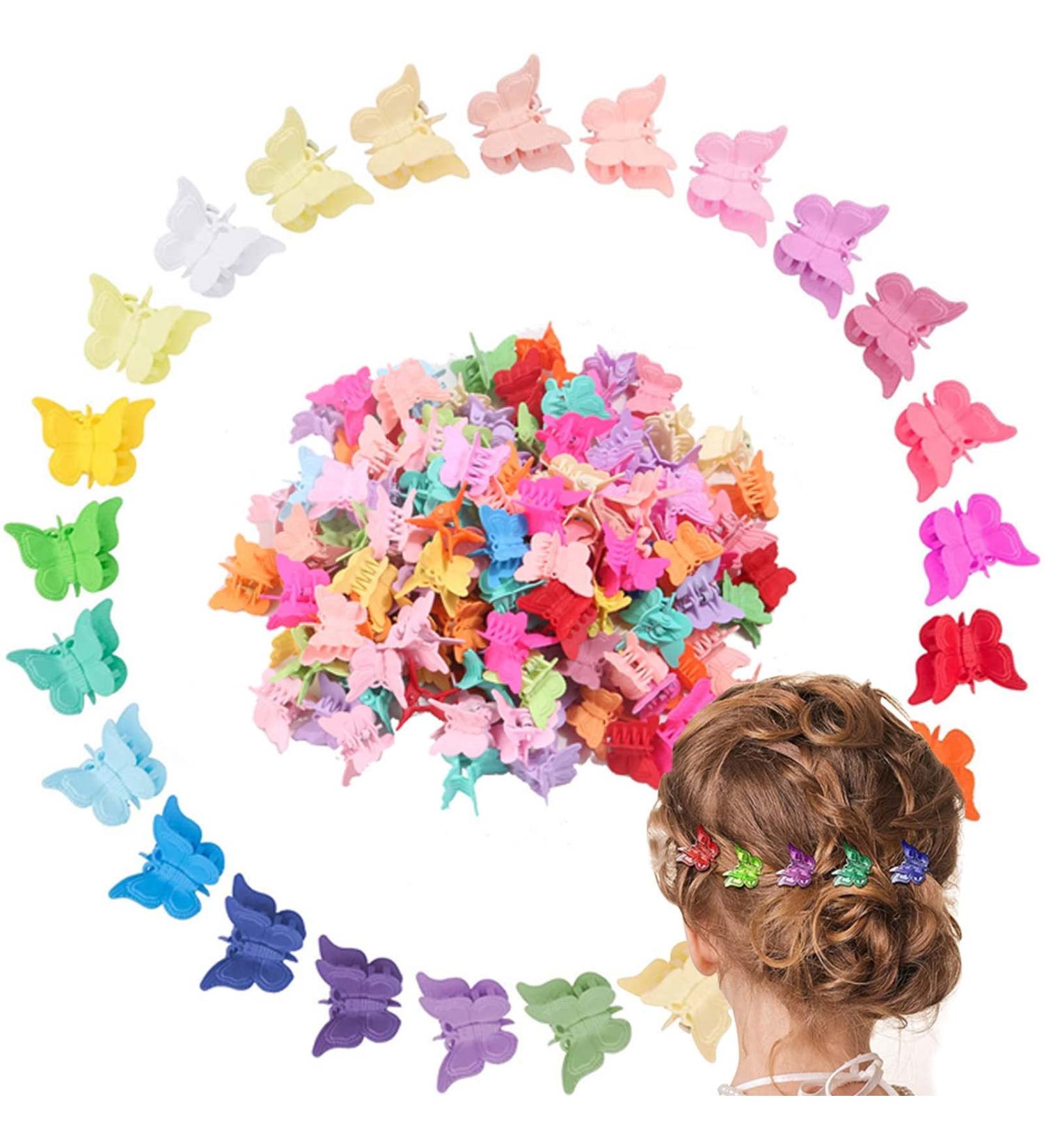 Butterfly Hair Clips Assorted Matte Colours Mini Butterfly Hair Clips for Women Girls and Kids (Matte-100) - Buy Online on GoSupps.com