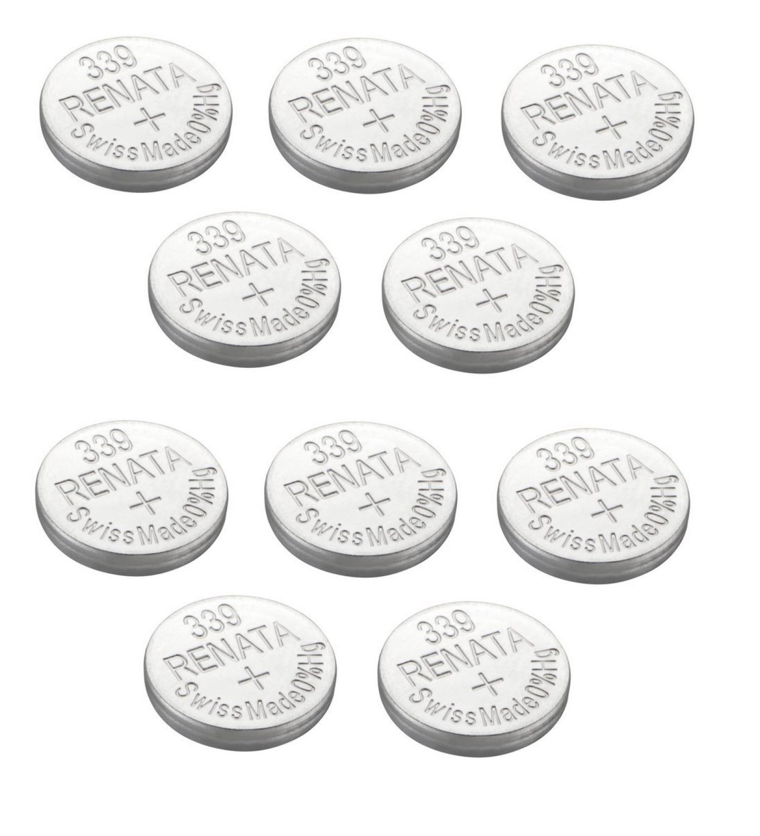 Renata 339 SR614SW Batteries - 1.55V Silver Oxide 339 Watch Battery (10 Count)