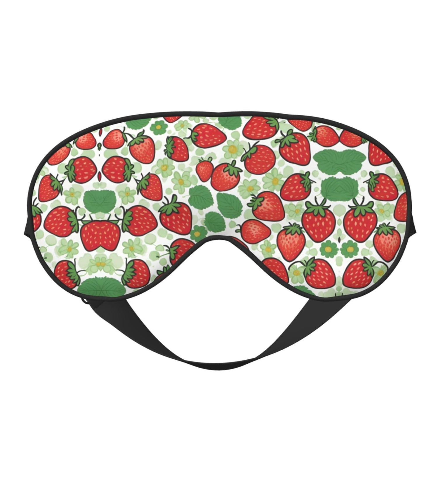 Strawberry Pattern Ultra-Soft Light-Blocking Eye Mask for Restful Sleep | International Shipping Available - Buy Online on GoSupps.com