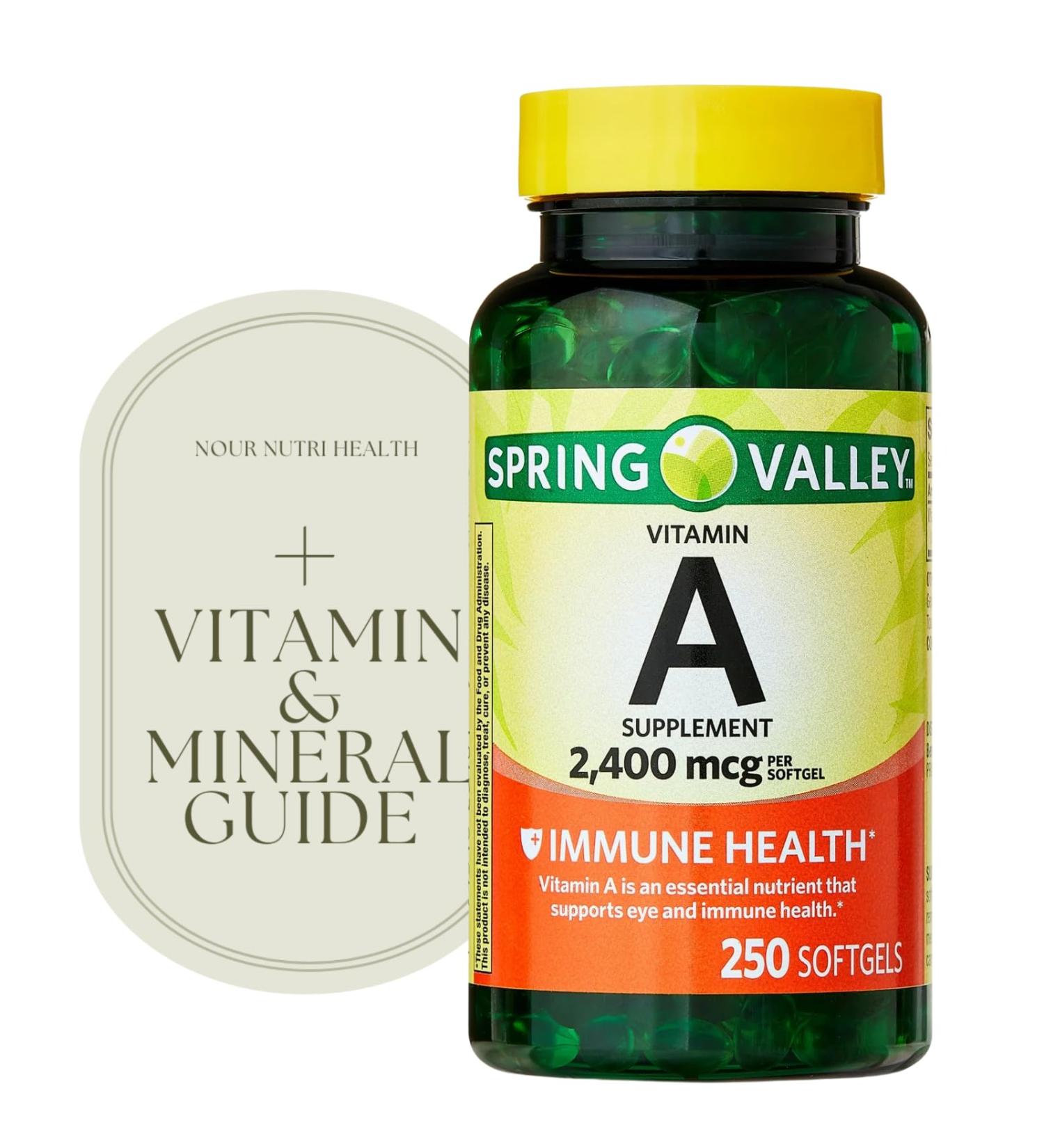 1 Pack Vitamin A 2 400 mcg Softgels 250 Count (1 Bottle) + Vitamin Guide & Sticker Included - Buy Online on GoSupps.com