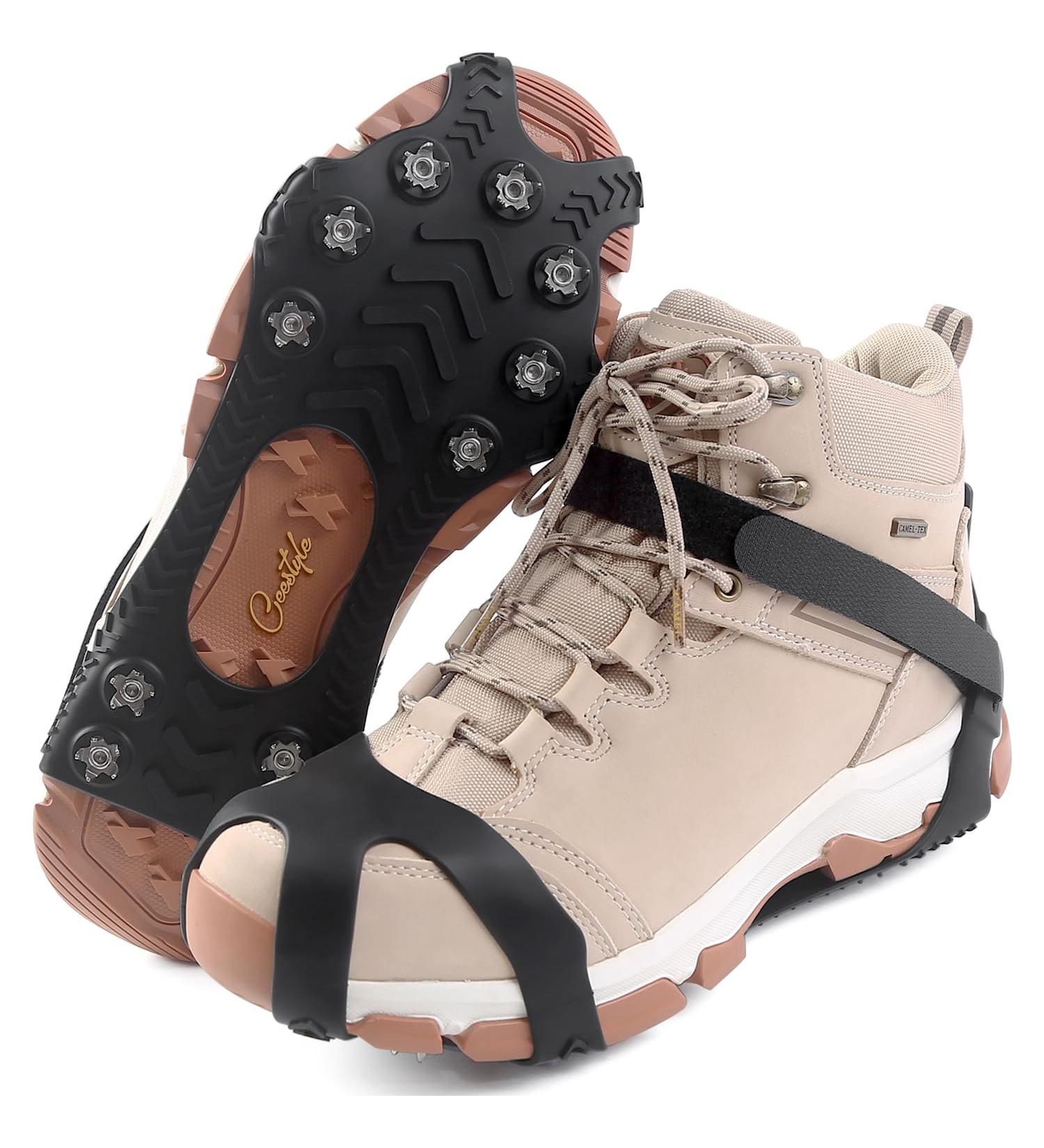Ceestyle 11-Tooth Stainless Steel Crampons for Mountain Shoes - Anti-Slip Shoe Spikes for Hiking Trail Running Trekking & Winter Outdoor Activities | Black - Buy Online on GoSupps.com