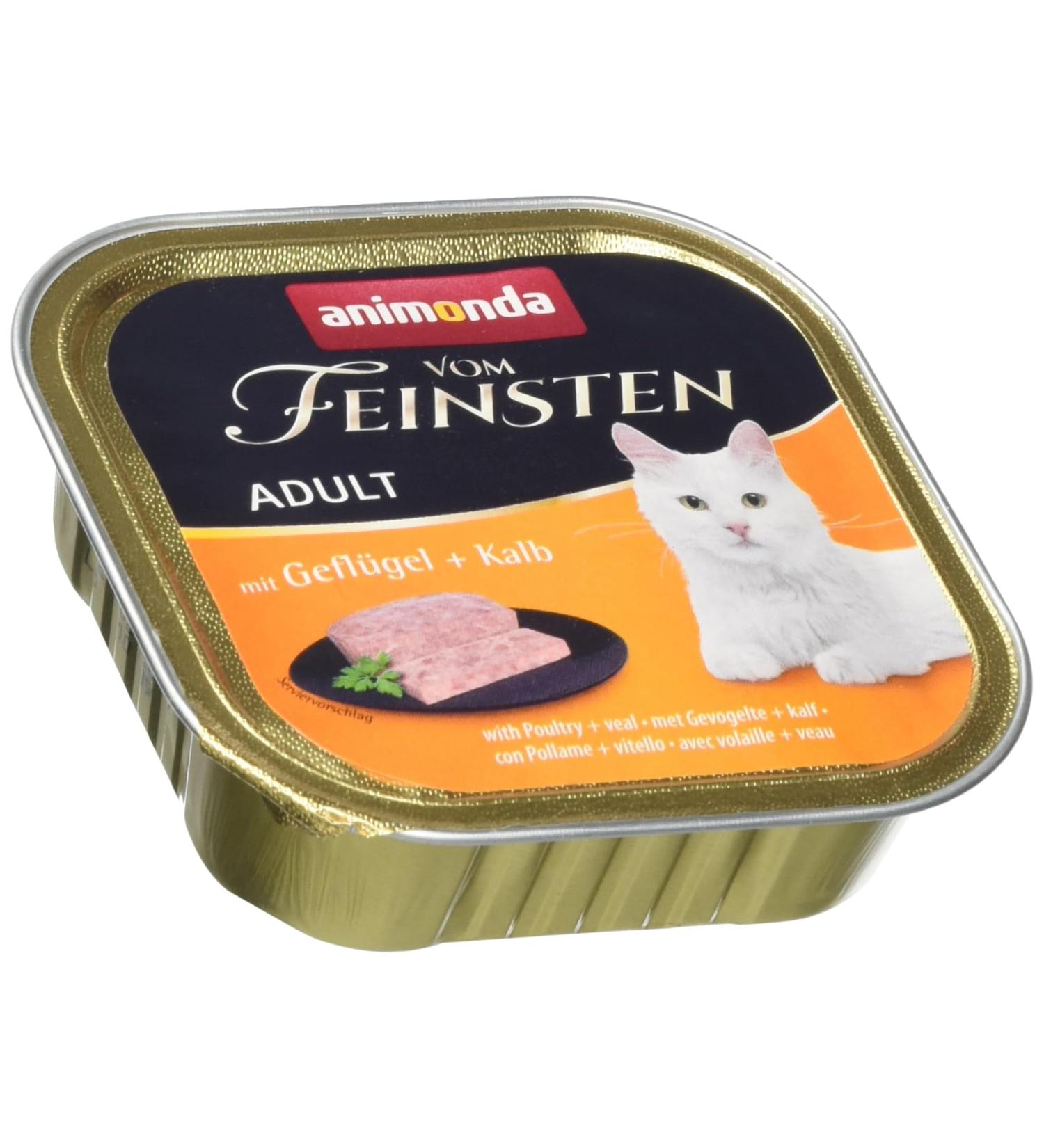 Animonda Premium Wet Cat Food - Poultry & Calf | Grain-Free High-Quality Adult Cat Feed | 32 x 100g - Buy Online on GoSupps.com