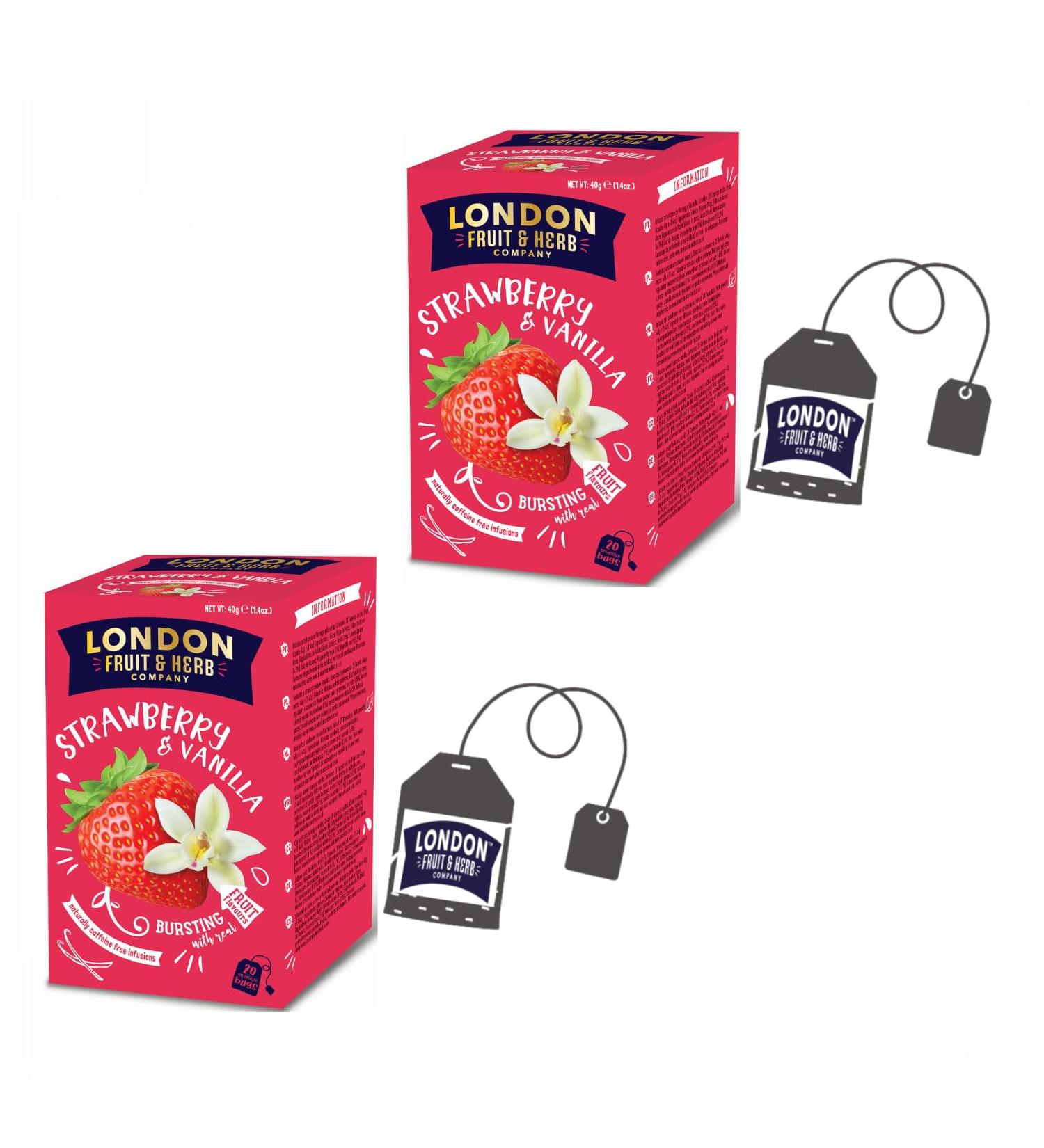  LONDON FRUIT & HERB COMPANY London Fruit | Strawberry and Vanilla Infusion | Hibiscus Strawberry Vanilla Infusion Single-Use Bags - 2 x 20 Filters (80g) | Caffeine-Free Herbal Tea - Buy Online on GoSupps.com