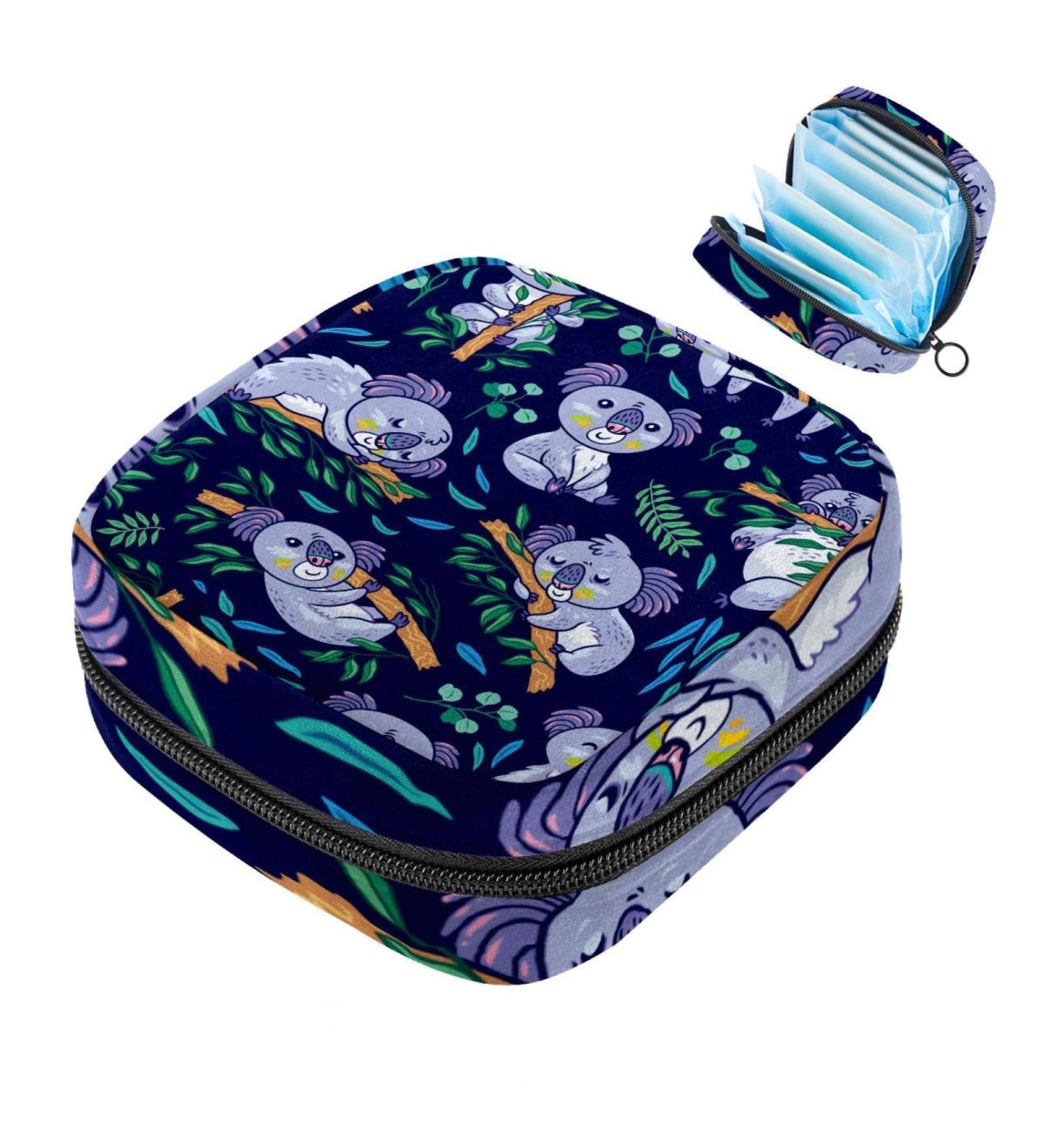 Cute Cartoon Koala Menstrual Pad & Cup Bag - Portable Zip Pouch for Teens & Women - Buy Online on GoSupps.com