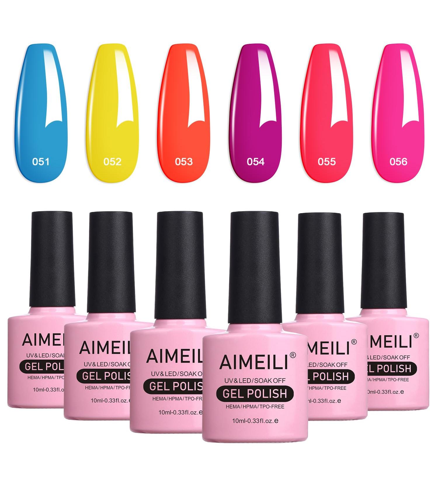 AIMEILI Neon Gel Nail Polish 6 Colours Red Yellow Summer Gel Polish Set UV LED Fluorescent Nail Salon Set Gel Nail Varnish Manicure - Long Lasting & Easy to Apply 10ml - Kit 11 KIT6-11 1.67 ml (Pack of 6) - Buy Online on GoSupps.com