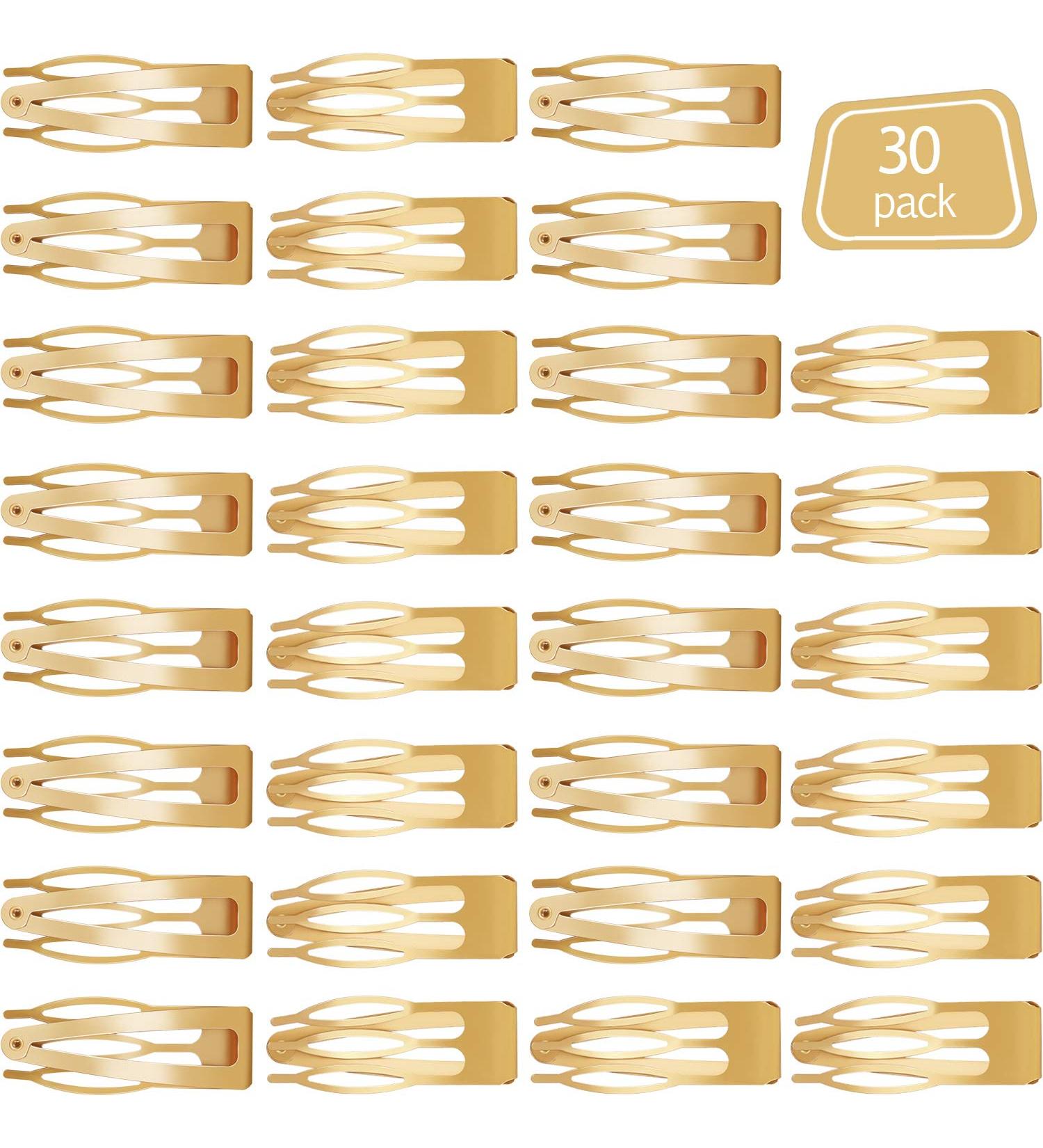 30 Double Grip Hair Clips Barrettes for Women & Girls - Gold Metal Snap Hair Accessories - Buy Online on GoSupps.com
