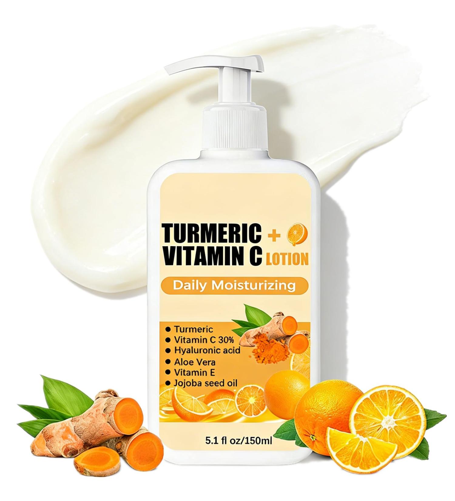 Moisturizing Exfoliating Body Lotion with Turmeric Vitamin C & Hyaluronic Acid | Hydrating Body & Face Cream for Dry Skin Gentle Renewal Smooth Texture Daily Skincare for Men & Women 5.1 Fl Oz - Buy Online on GoSupps.com