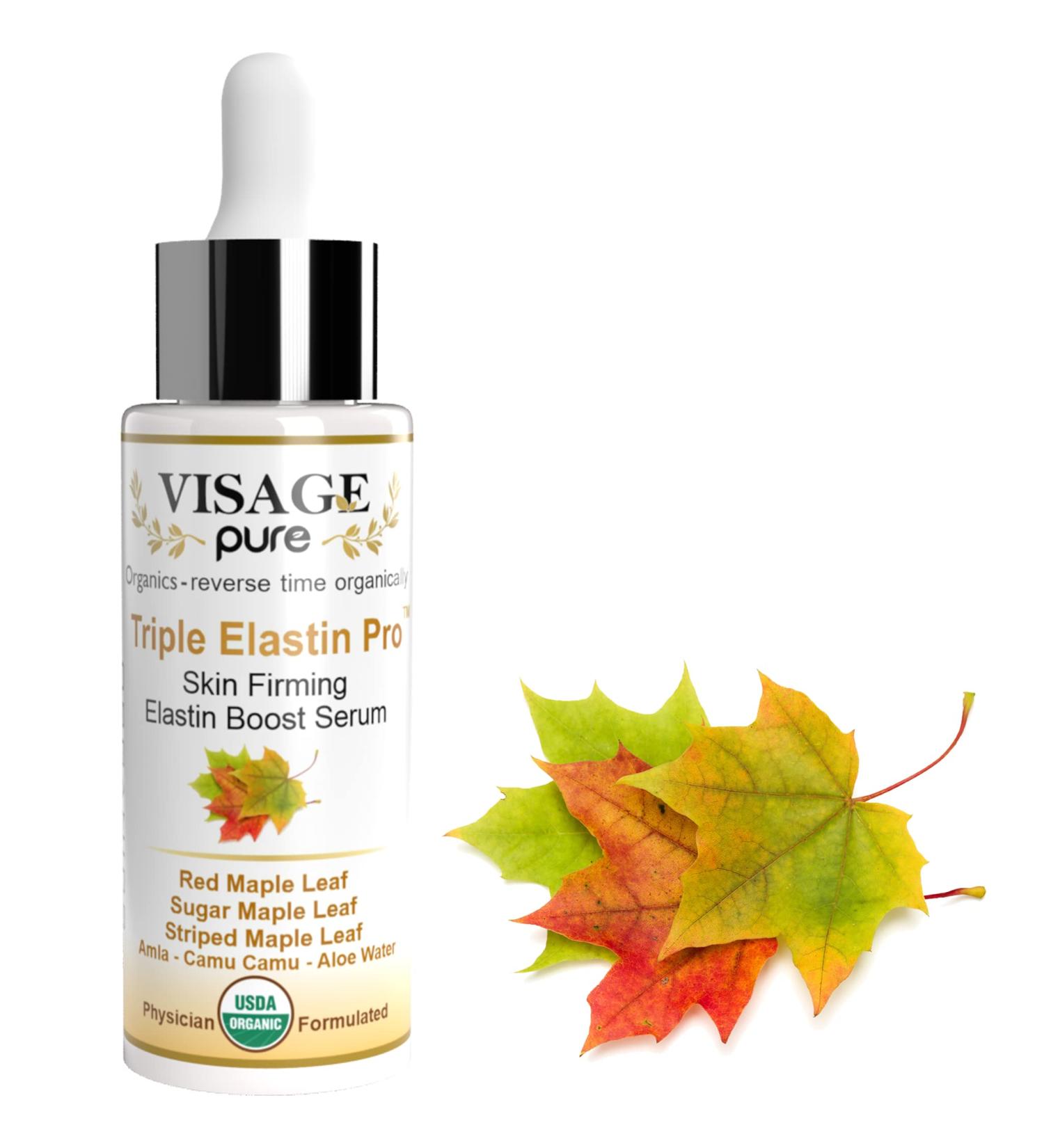 Visage Pure Triple Elastin Pro Face Serum - Skin Firming & Elasticity Boost - USDA Organic - Physician Formulated - Buy Online on GoSupps.com