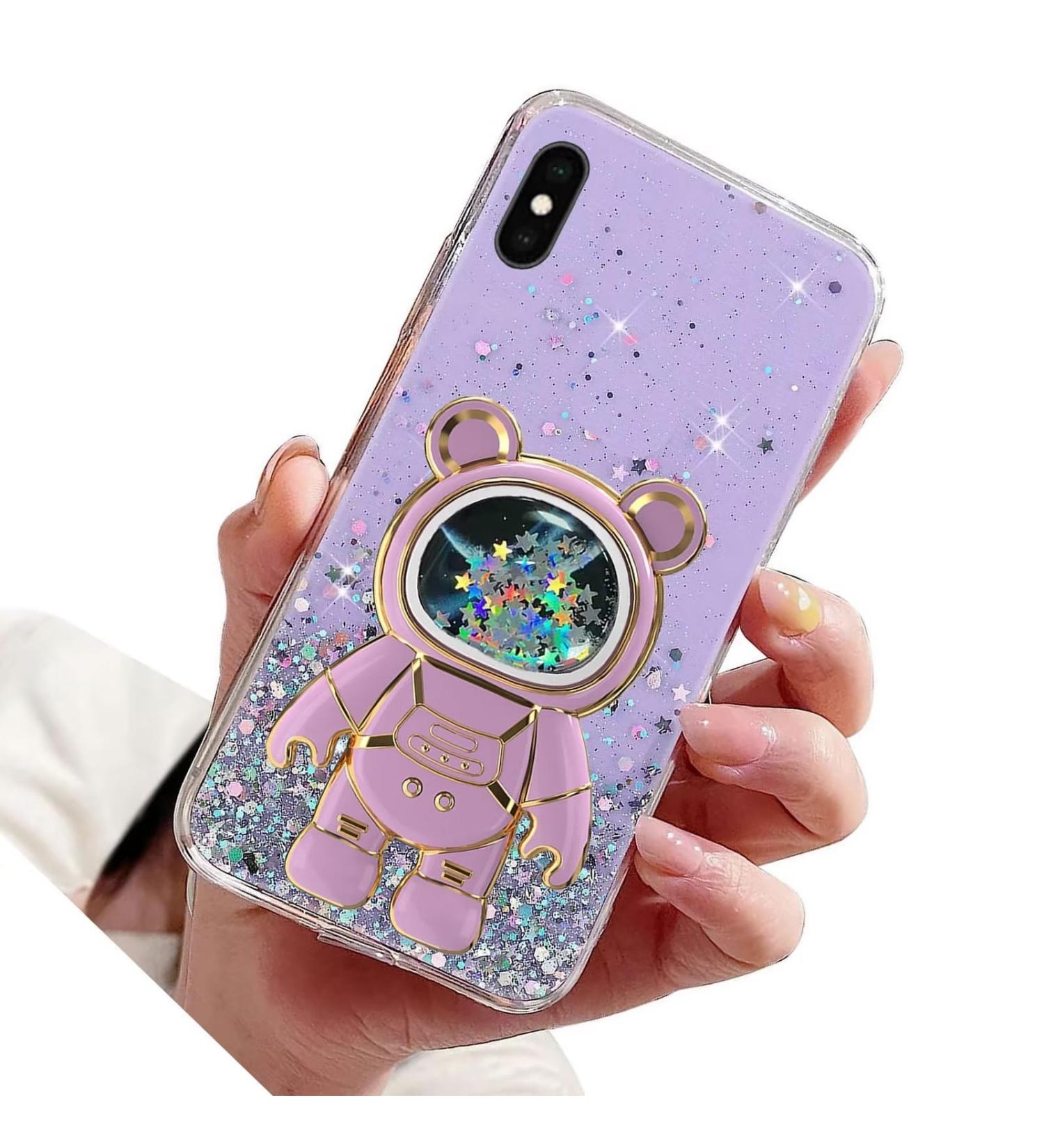 Rnrieyta Miagon B r Astronaut Stand Cover for iPhone XS/X - Cute Girls Bling Transparent Case with Kickstand & Crystal Protective Bumper - Purple - Buy Online on GoSupps.com