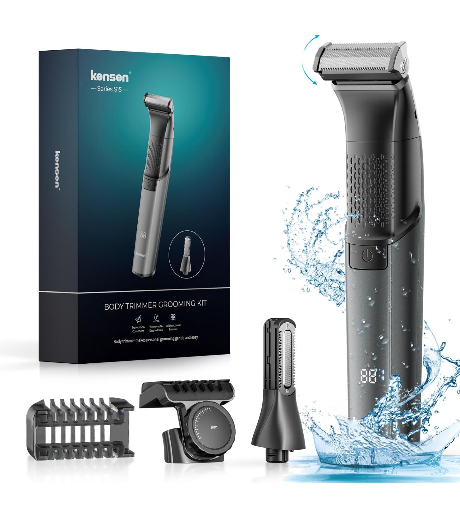 Body Hair Trimmer for Men | Waterproof Electric Groomer Kit for Groin & Pubic Hair | Includes 2 Replacement Blades & Accessories - Buy Online on GoSupps.com