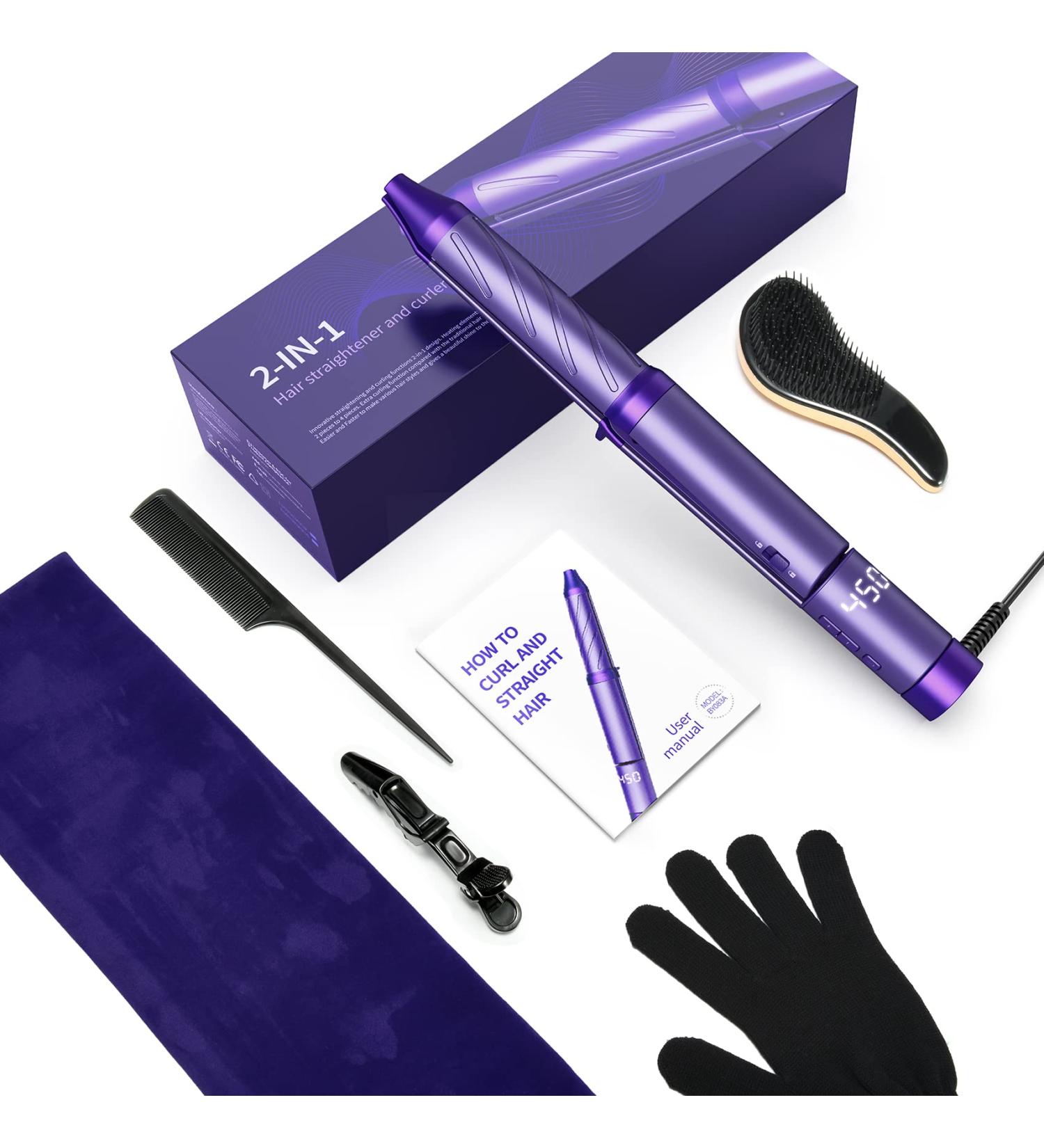 2 in 1 Hair Straightener & Curler - Professional Flat Iron for All Hairstyles | Fast Heating 13 Modes Auto Off - Perfect Gift for Women & Girls - Buy Online on GoSupps.com