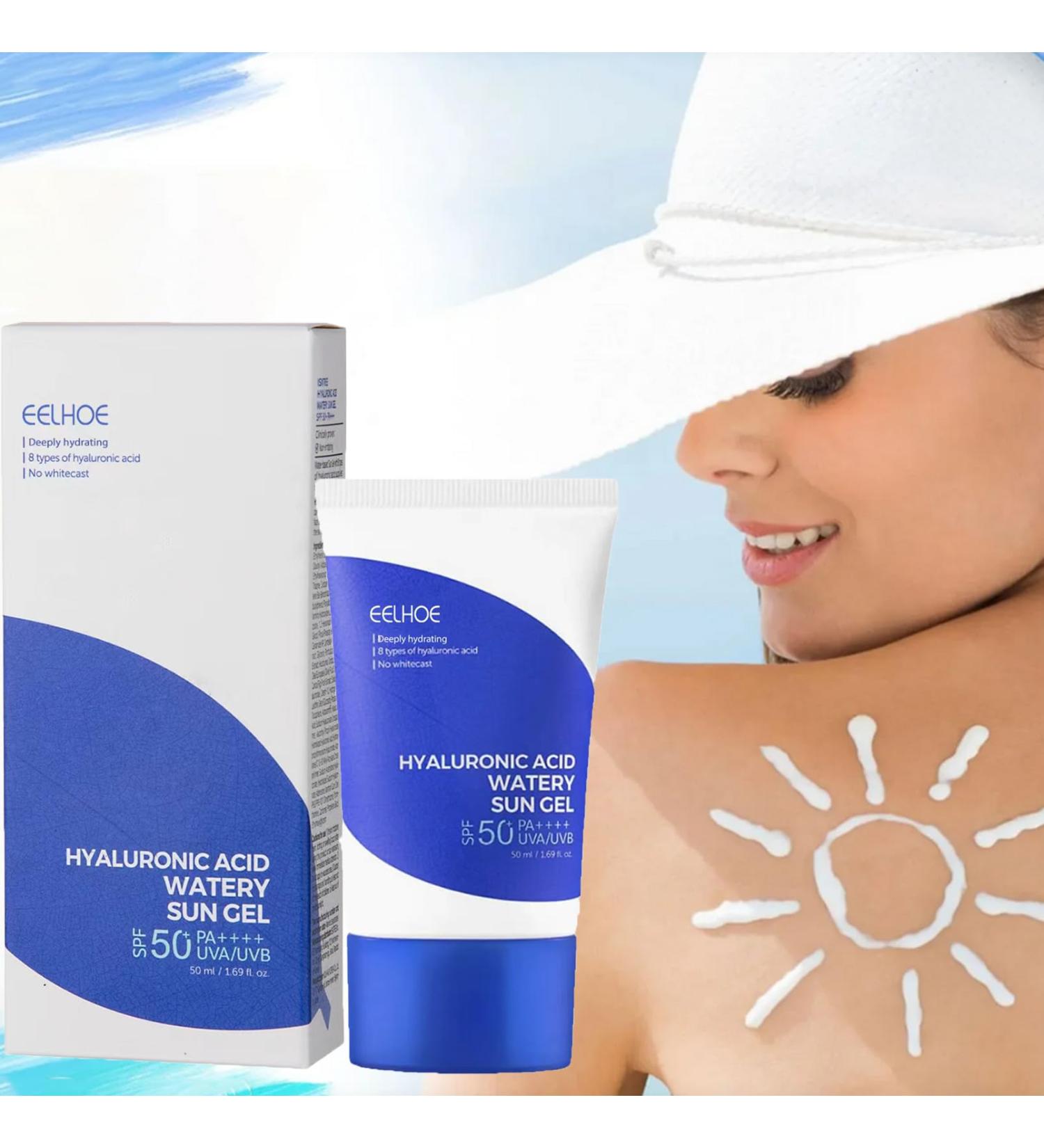 Face Sunscreen Lotion SPF 50 Hyaluronic Acid Watery Sun Gel Refreshing Moisturizing Skin Care Sunscreen Face and Body Sunscreen (Without Whitening ingredients) - Buy Online on GoSupps.com