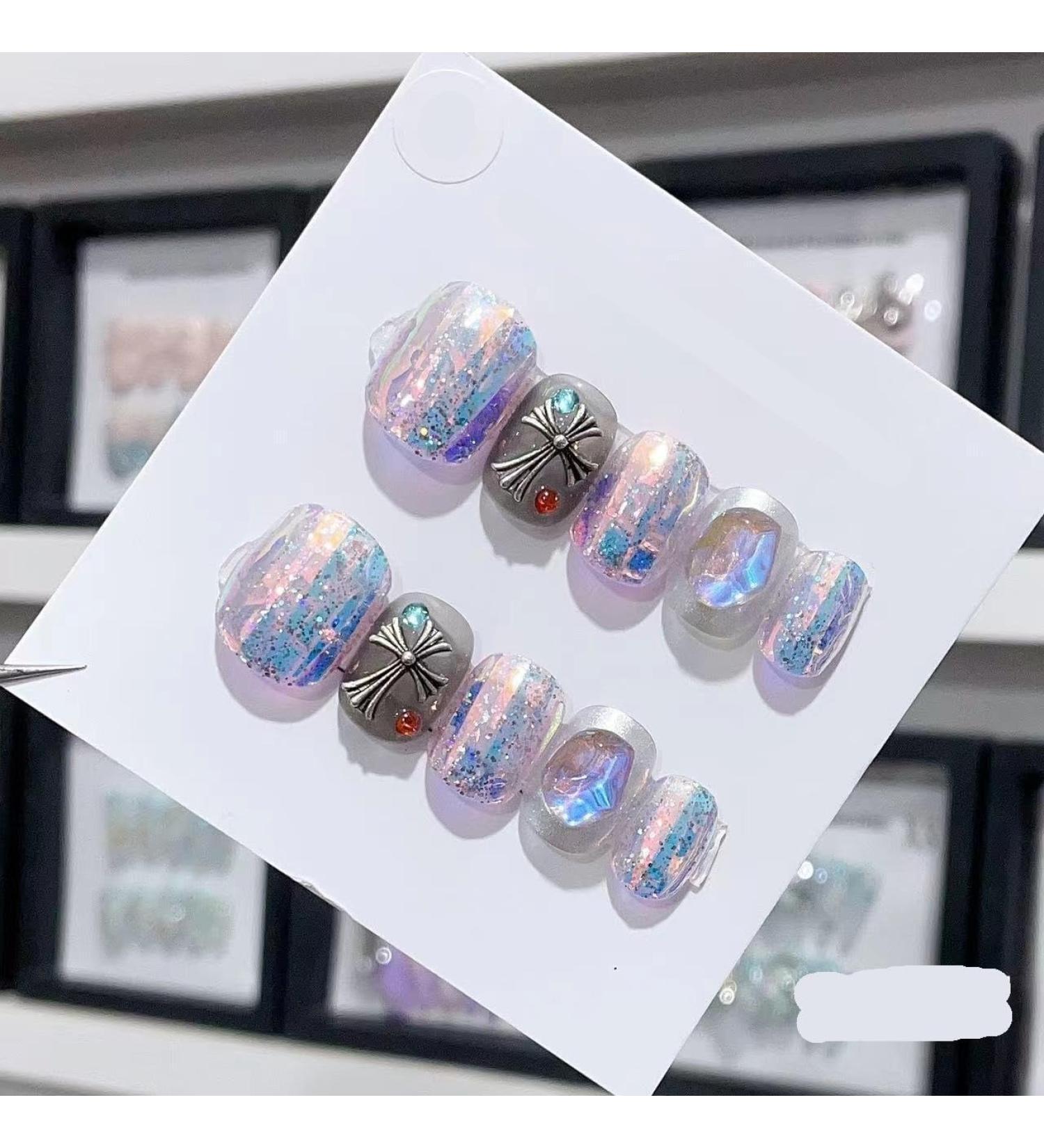 Handmade Long and Short Nail Patches for Artificial Nail Enhancement(Color:19537 Size:XS) - Buy Online on GoSupps.com