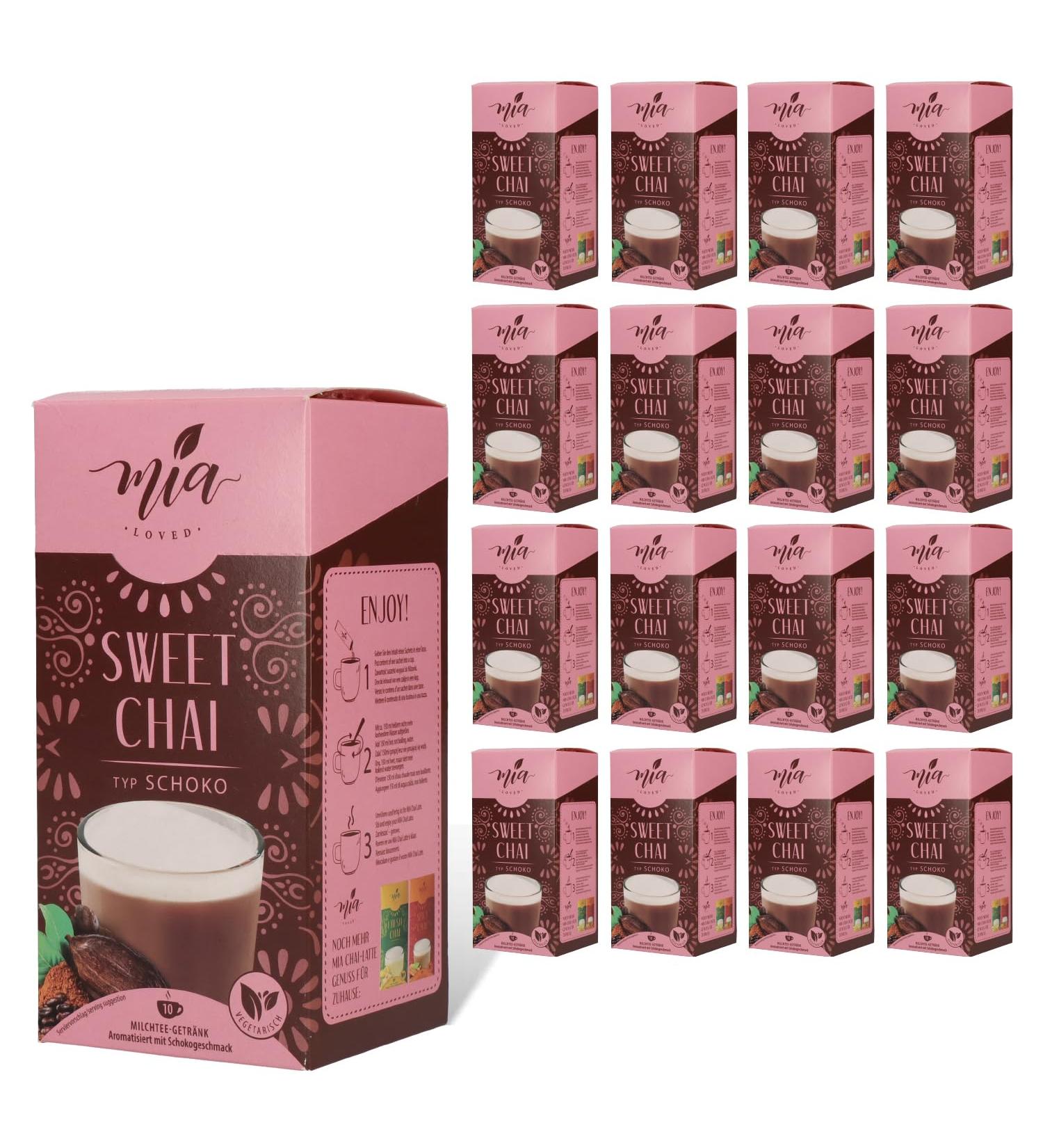 Mia Sweet Chai Chocolate Instant Milk Tea Powder - 16 Pack (160 Cups) | Easy Soluble Preparation - Buy Online on GoSupps.com