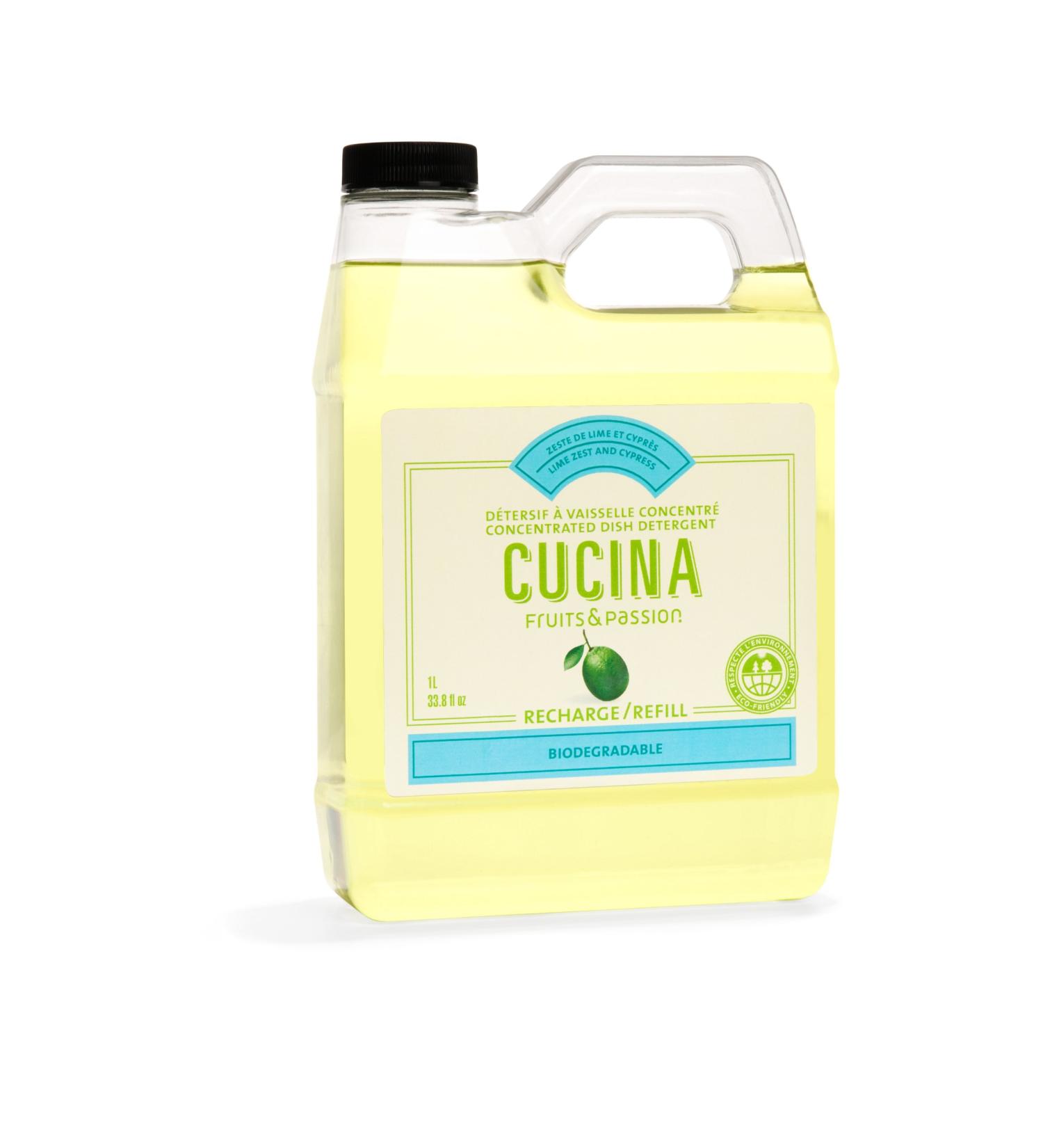 Fruits & Passion Cucina Lime Zest & Cypress Tree Dish Soap Refill - All Natural Vegan Cruelty-Free 33.8 fl oz - International Shipping Available - Buy Online on GoSupps.com