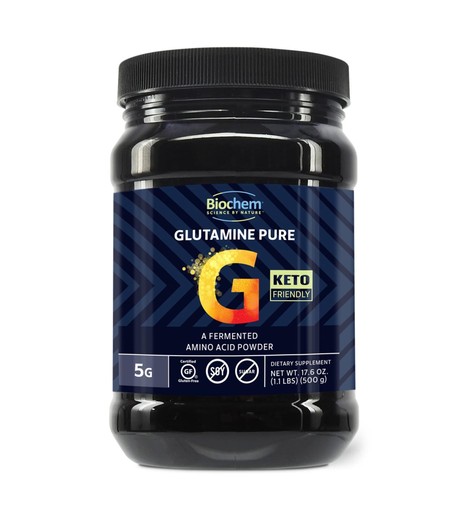 Biochem Glutamine Pure 5g Powder - Amino Acid for Muscle Support - Keto-Friendly, Gluten Free & Vegan - Buy Online on GoSupps.com