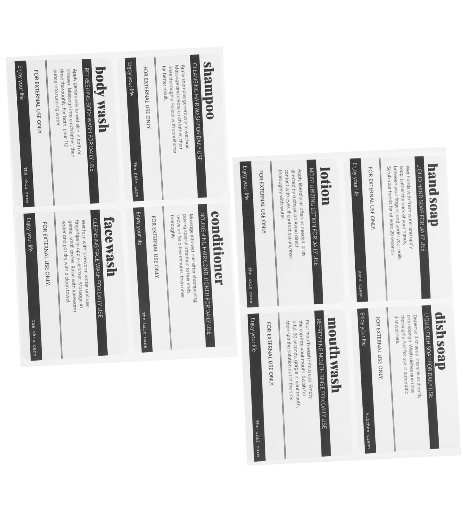 KICHOUSE 8 Sheets Bathroom Bath Tags Conditioner Labels Skincare Toiletries Sticker Shampoo Water Proof - Buy Online on GoSupps.com