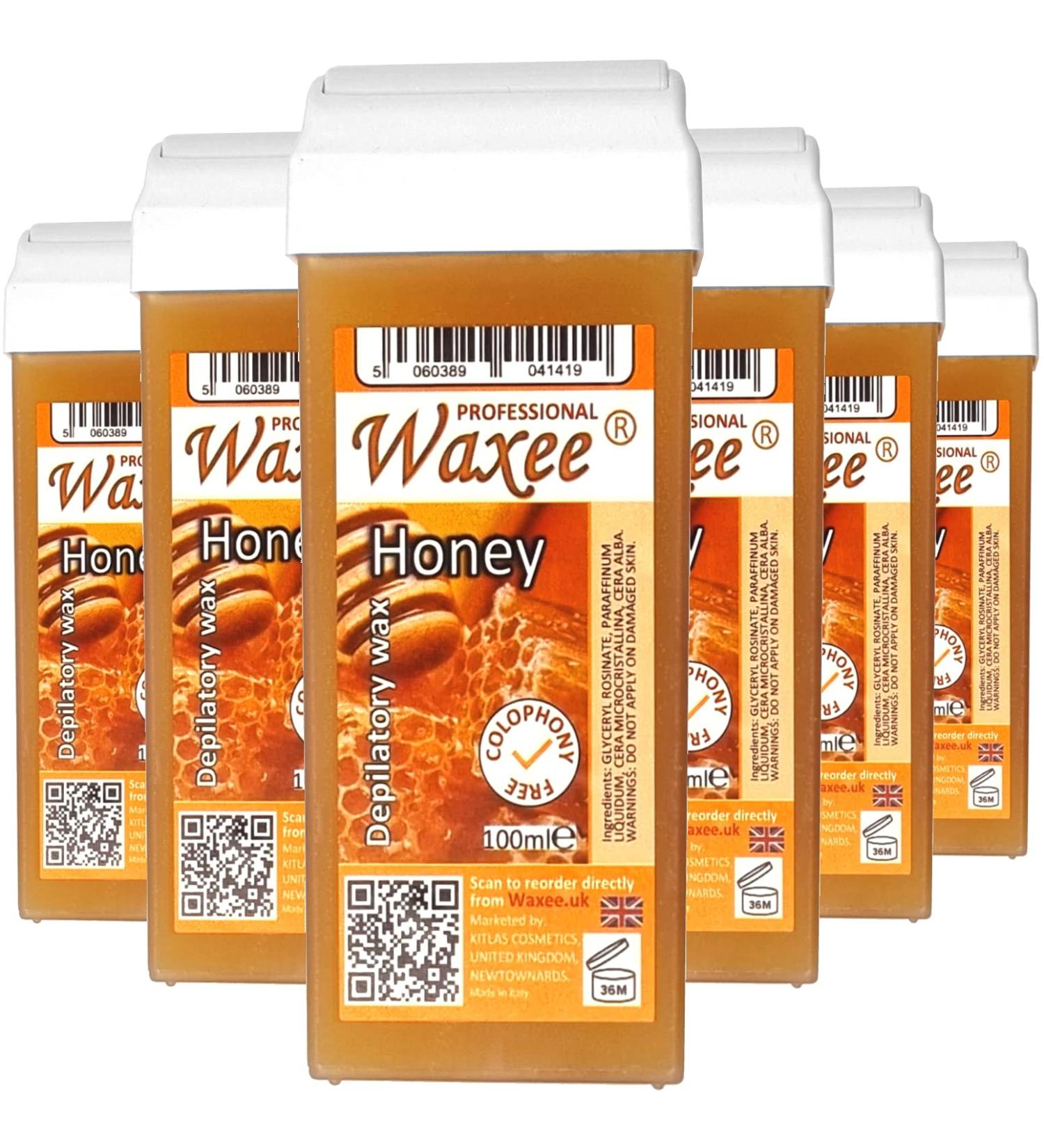 Roll on wax cartridge 100ml roller Natural HONEY- WAXEE (6 x 100ml roll-on wax cartridge) 100 ml (Pack of 6)