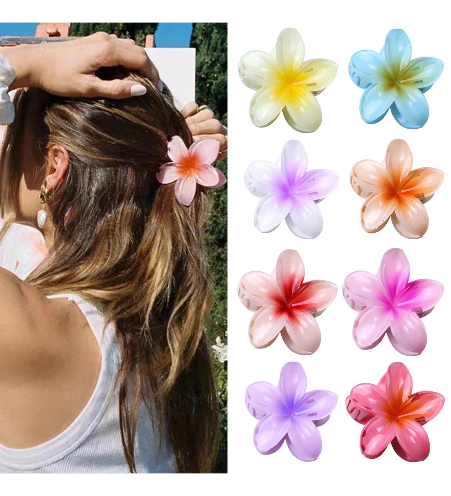 Shop Multi-Colored Plastic Flower Hair Clips - 8 Piece Set | Elegant & Slip-Resistant Hair Accessories for Women & Girls - Buy Online on GoSupps.com