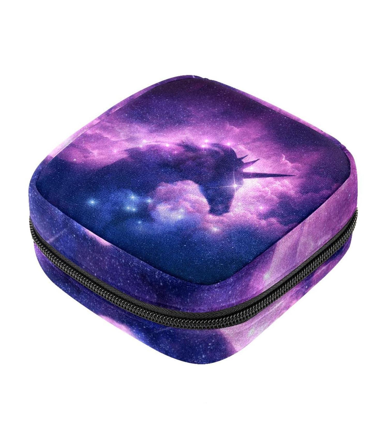 Galaxy Nebula Unicorn Sanitary Napkin Storage Bag | Portable Period Pocket for Women & Teens | Menstrual Cup Holder & Silent Pad Organizer - Buy Online on GoSupps.com