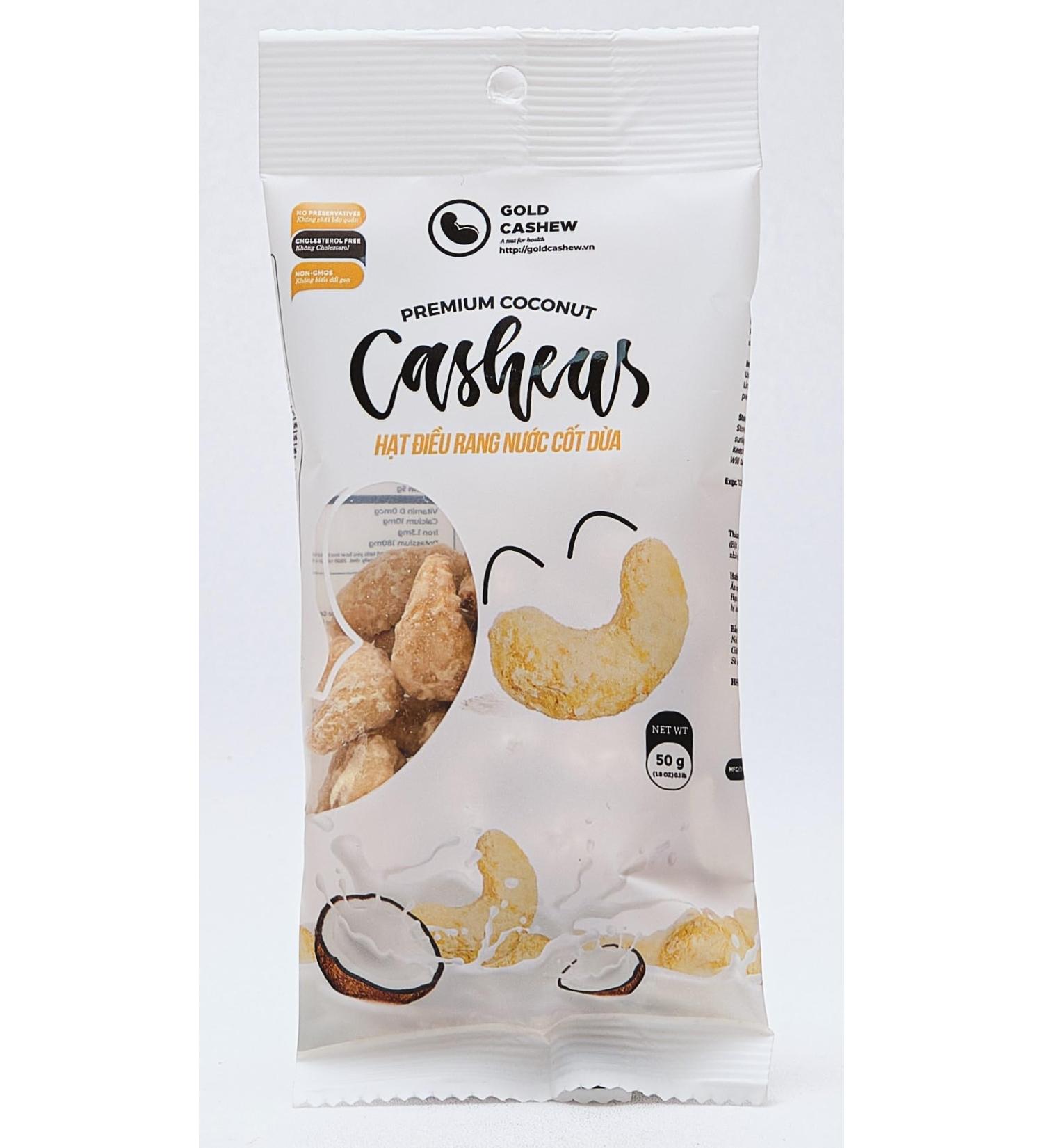 10-Pack | Cashew Nuts (10x 50g Packets) | Natural | GMO Free | Vegan | Cholesterol Free | Source of Protein (Coconut)