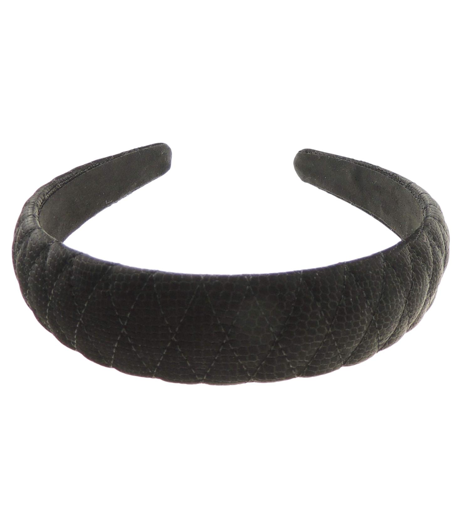 Ladies Soft Evening Winter Suede Snake Embossed Stitched Criss Cross Headband Alice Band (Black)