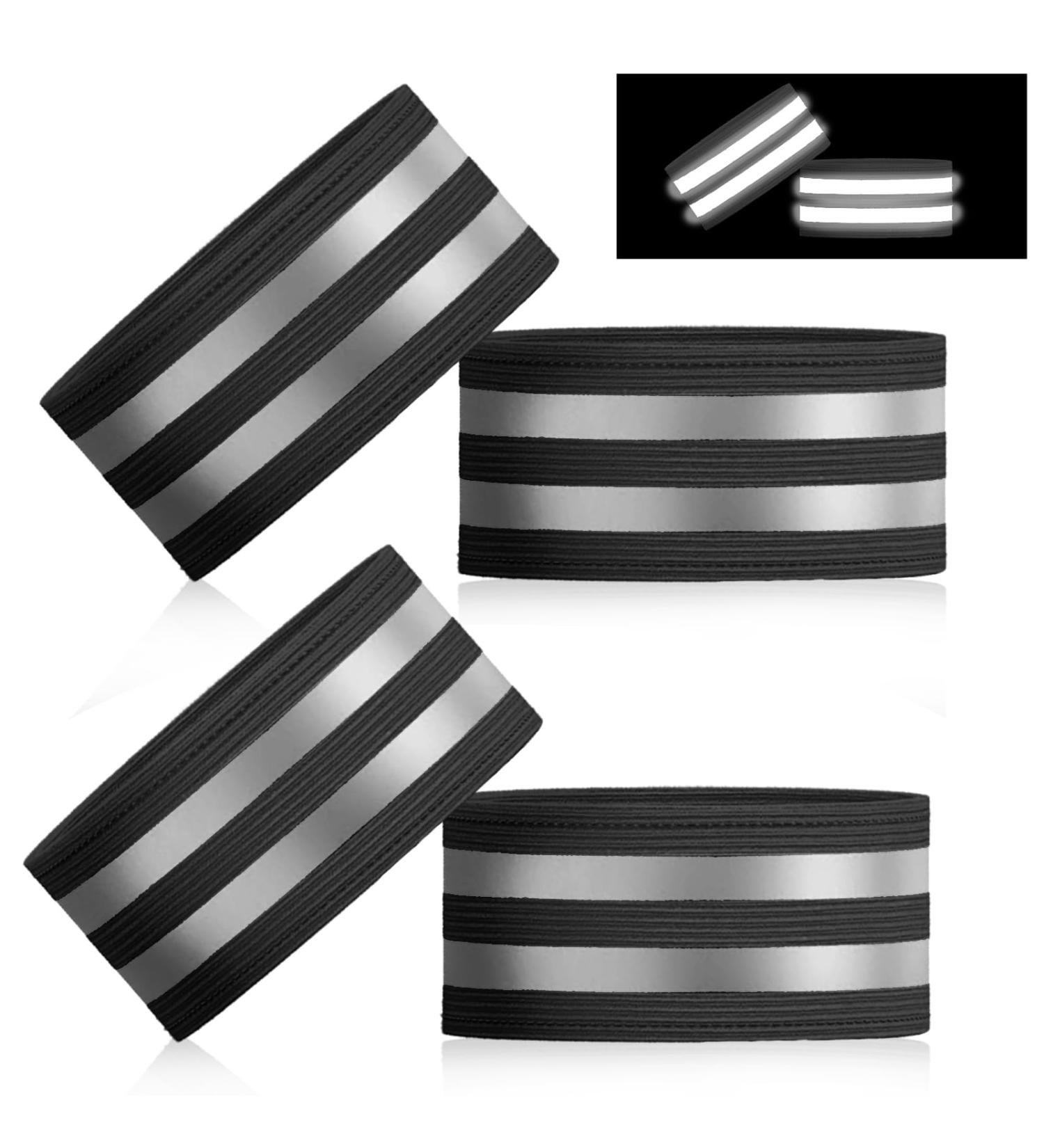 Youyike Double Reflector Set | 4 Reflective Safety Braces for Jogging Cycling & Outdoor Activities | 35x5 cm Black - Buy Online on GoSupps.com