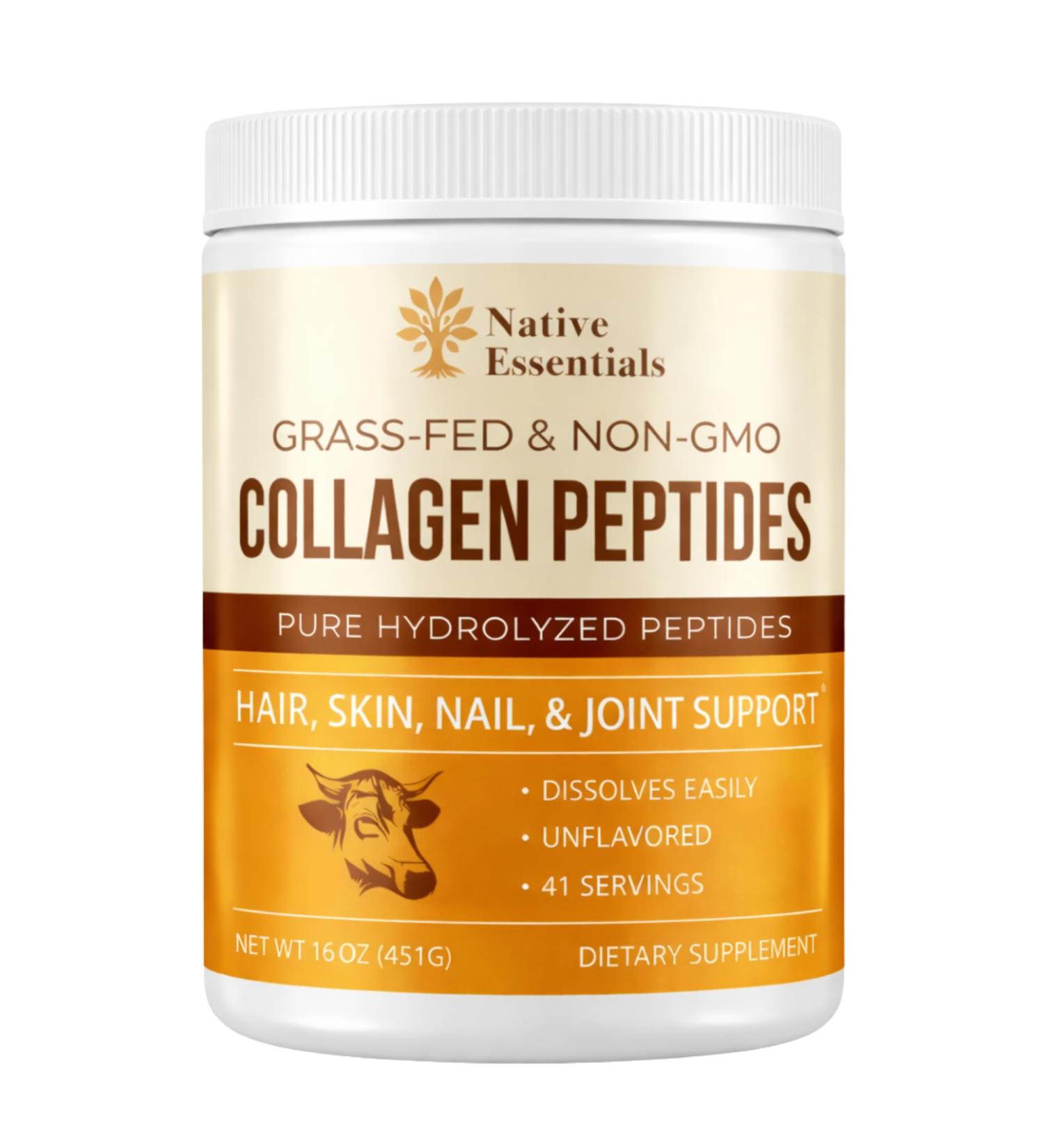 Native Essentials Multi Collagen Peptides Powder Grass Fed - Hydrolyzed Type I III - Hair Skin Nails Joints - 16oz - Buy Online on GoSupps.com