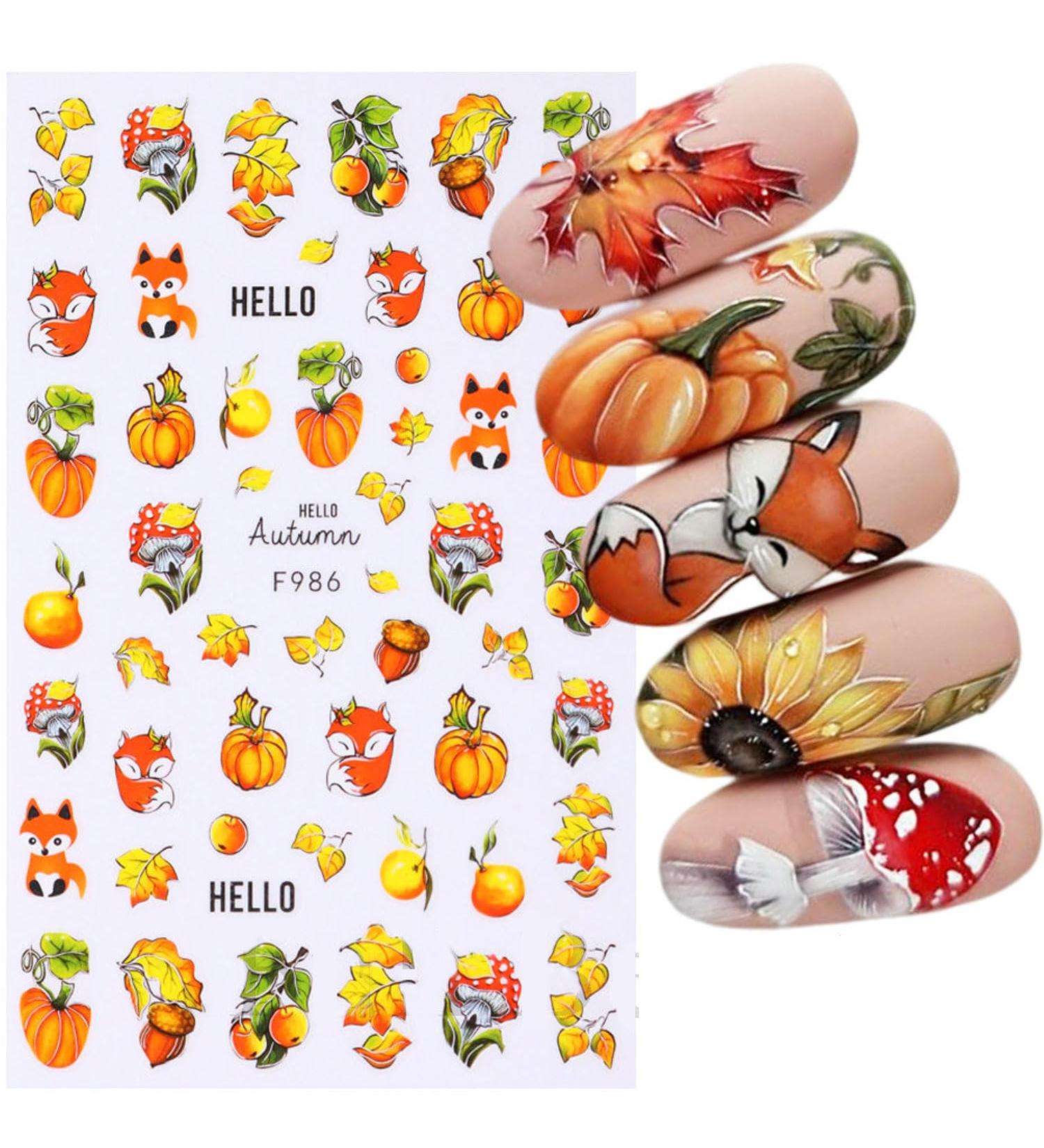 3D Maple Leaf Nail Art Stickers - Fall Embossed Decals for Women & Girls | Autumn Thanksgiving Nail Decorations (4 Sheets - Buy Online on GoSupps.com