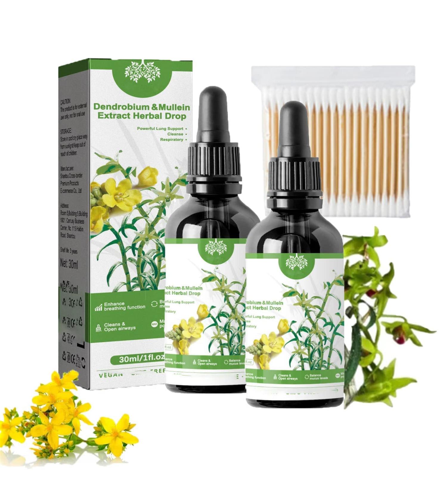 Clearbreath Lot de 2 gouttes base de plantes d'extrait de dendrobium et de mol ne extrait de dendrobium et de mol ne Puissant soutien pulmonaire nettoyage et respiration - Buy Online on GoSupps.com