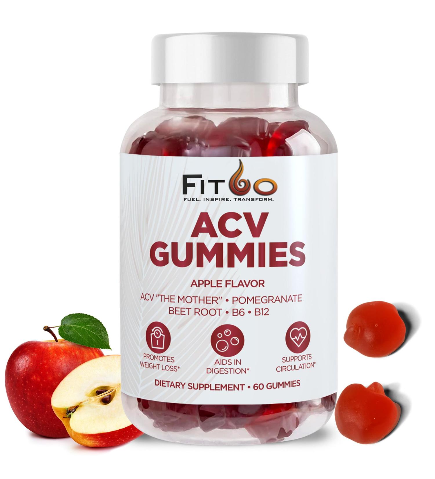 Keto Apple Cider Vinegar Gummies | 60 Count ACV with The Mother for Weight Loss Detox & Cleanse - Made in USA - Buy Online on GoSupps.com