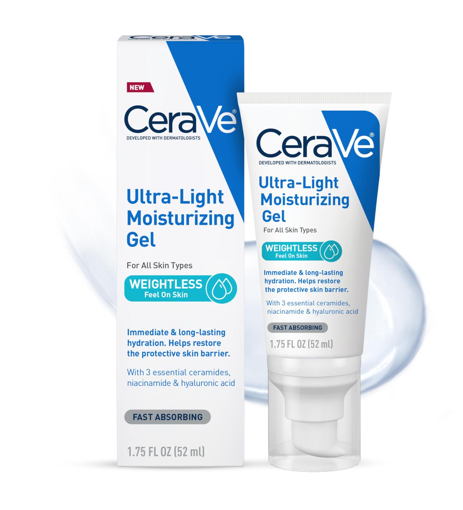 CeraVe Ultra-Light Moisturizing Gel | Weightless Hydrating Face Moisturizer with Ceramides & Niacinamide | Oil-Free Fragrance-Free | 1.75 FL Oz - International Shipping Available - Buy Online on GoSupps.com