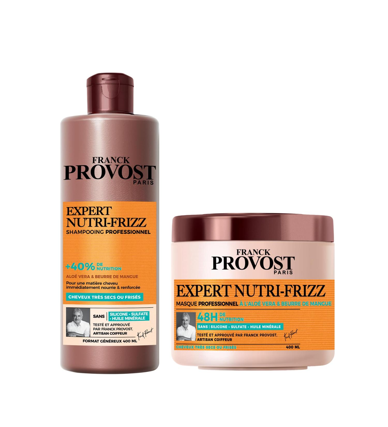 Routine Franck Provost EXPERT NUTRI-FRIZZ Professional Sulphate-Free Shampoo for Dry or Curly Hair Shampoo and Mask with Aloe - Buy Online on GoSupps.com