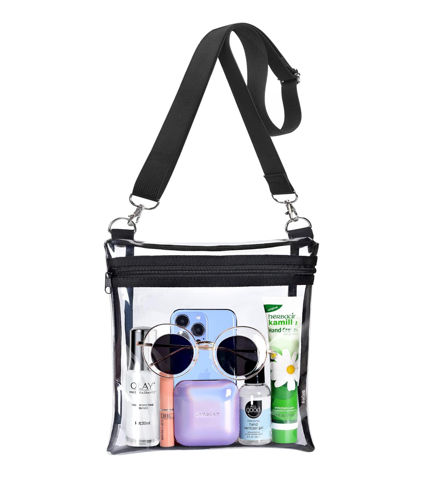 Clear Stadium Approved Crossbody Bag - Transparent PVC Messenger Purse for Concerts & Events - Buy Online on GoSupps.com