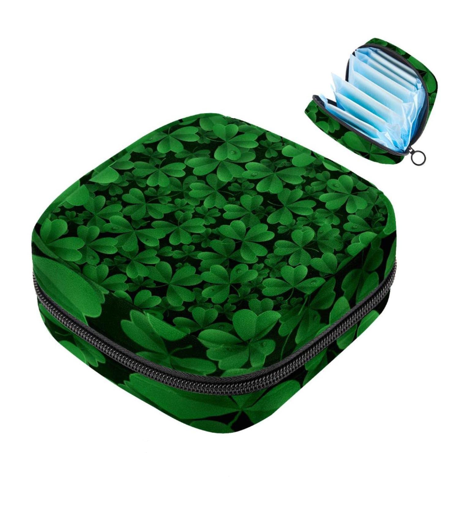 Womens Green Cloverleaf Binding-Up Bag | Tampon Storage Pocket | Zip Pockets for Menstrual Items - Buy Online on GoSupps.com