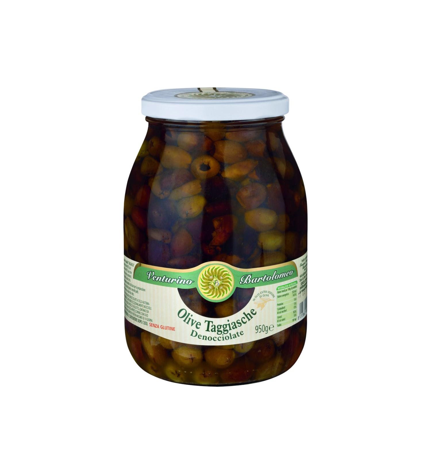 Olive mixture green & black Taggiasca olives pitted in oil Venturino 950g 950 g (Confezione da 1)