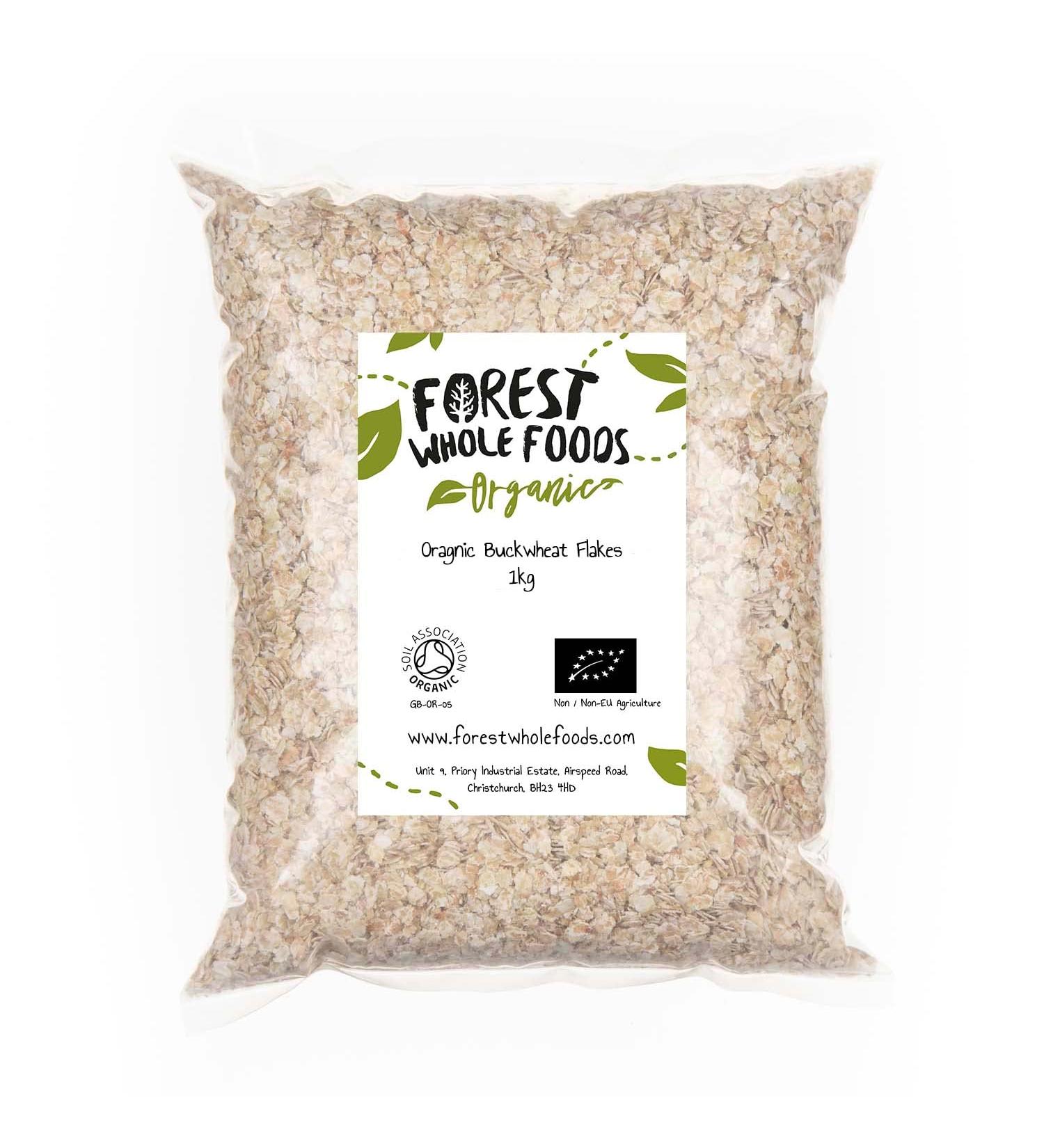 Forest Whole Foods Organic Buckwheat Flakes 1kg - Pack of 1 | Premium Quality Gluten-Free Breakfast Cereal - Buy Online on GoSupps.com