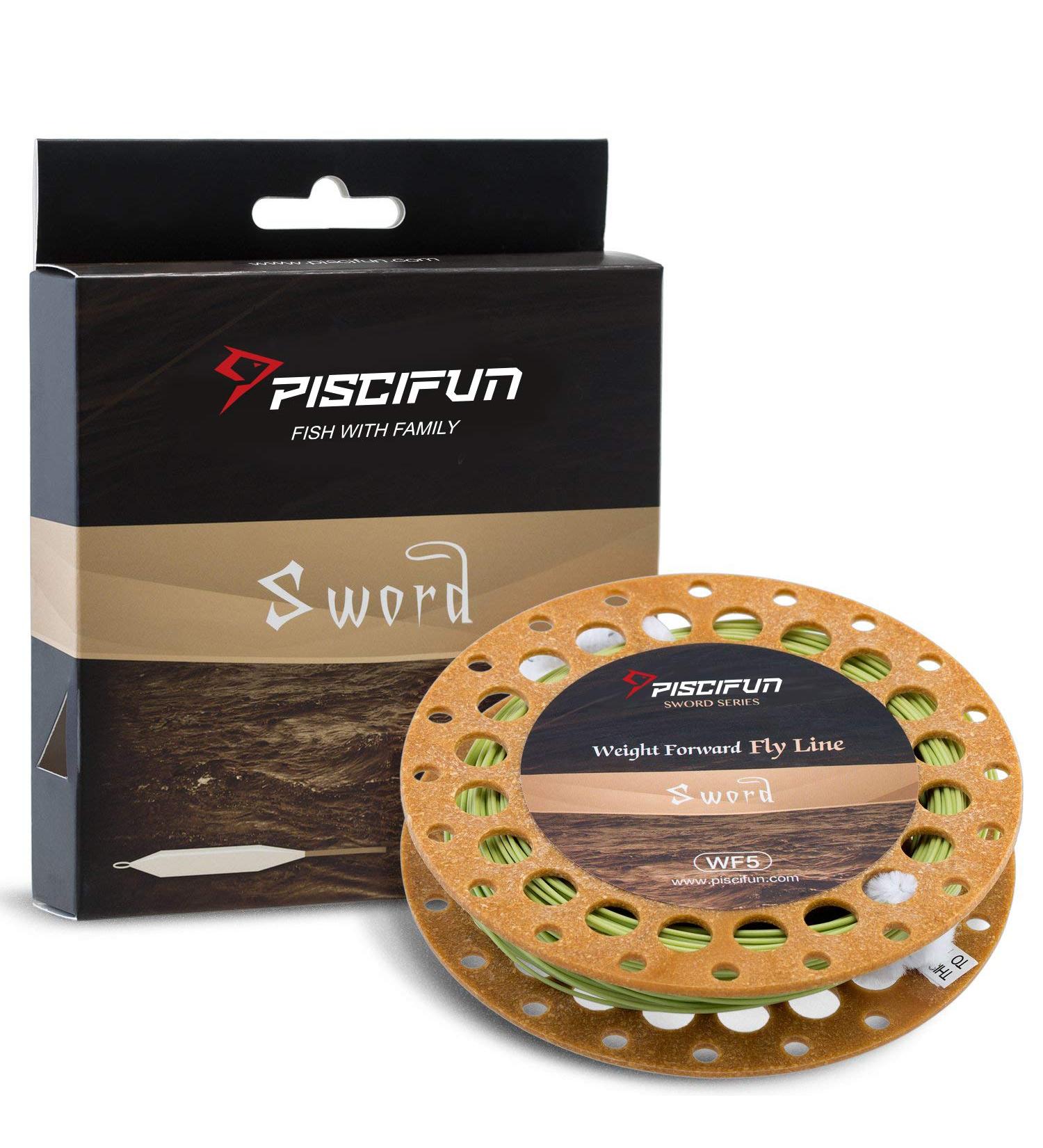 Piscifun Sword Fly Fishing Line WF-5F 100FT - Weight Forward Floating Fly Line for 1-10wt Rods - Moss Green Color - Buy Online on GoSupps.com