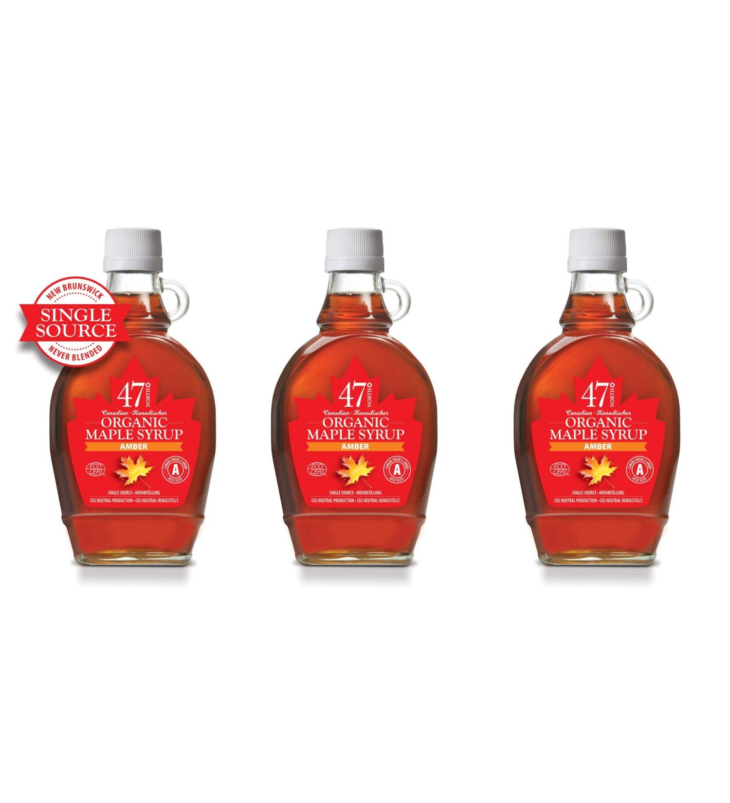 47 North Canadian Bio Maple Syrup Set - Organic Grade A Amber Gluten-Free Vegan - 750g (3x250g) for Pancakes & More - Buy Online on GoSupps.com