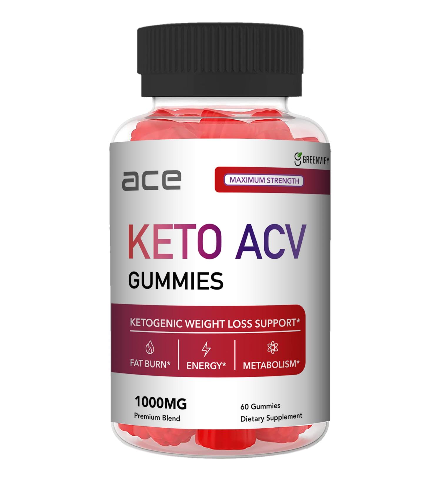 GREENVIFY Ace Keto ACV Gummies - Shark Keto Approved for Flat Tummy & Belly Fat - Oprah Keto 1 Extra Strength Formula for Weight Loss & Detox Support (60 Gummies) - Buy Online on GoSupps.com