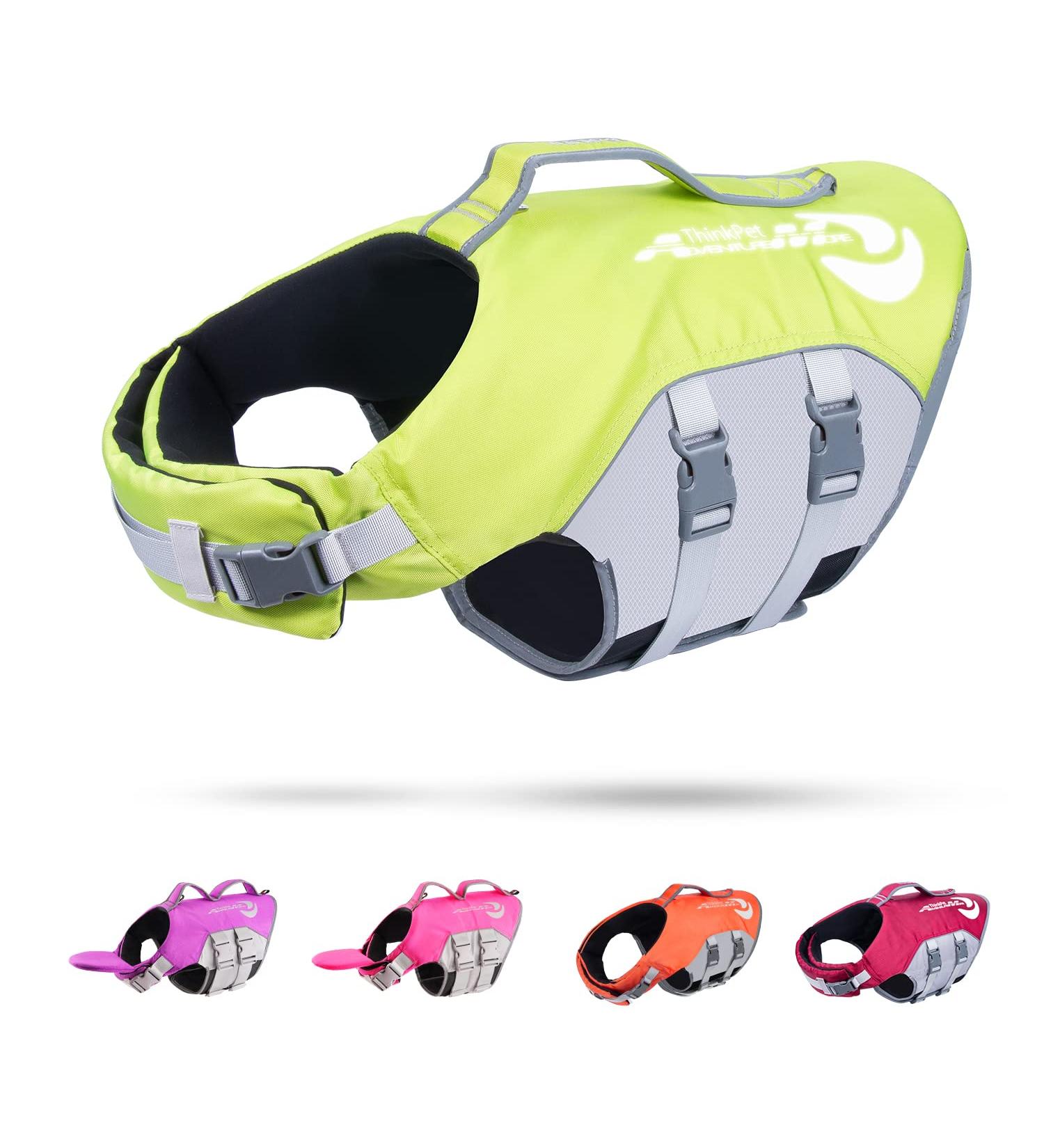 Buy ThinkPet Dog Life Jacket - Adjustable Reflective Lifesaver with Buoyancy - Green L for Safe Boating & Outdoor Adventures - Buy Online on GoSupps.com
