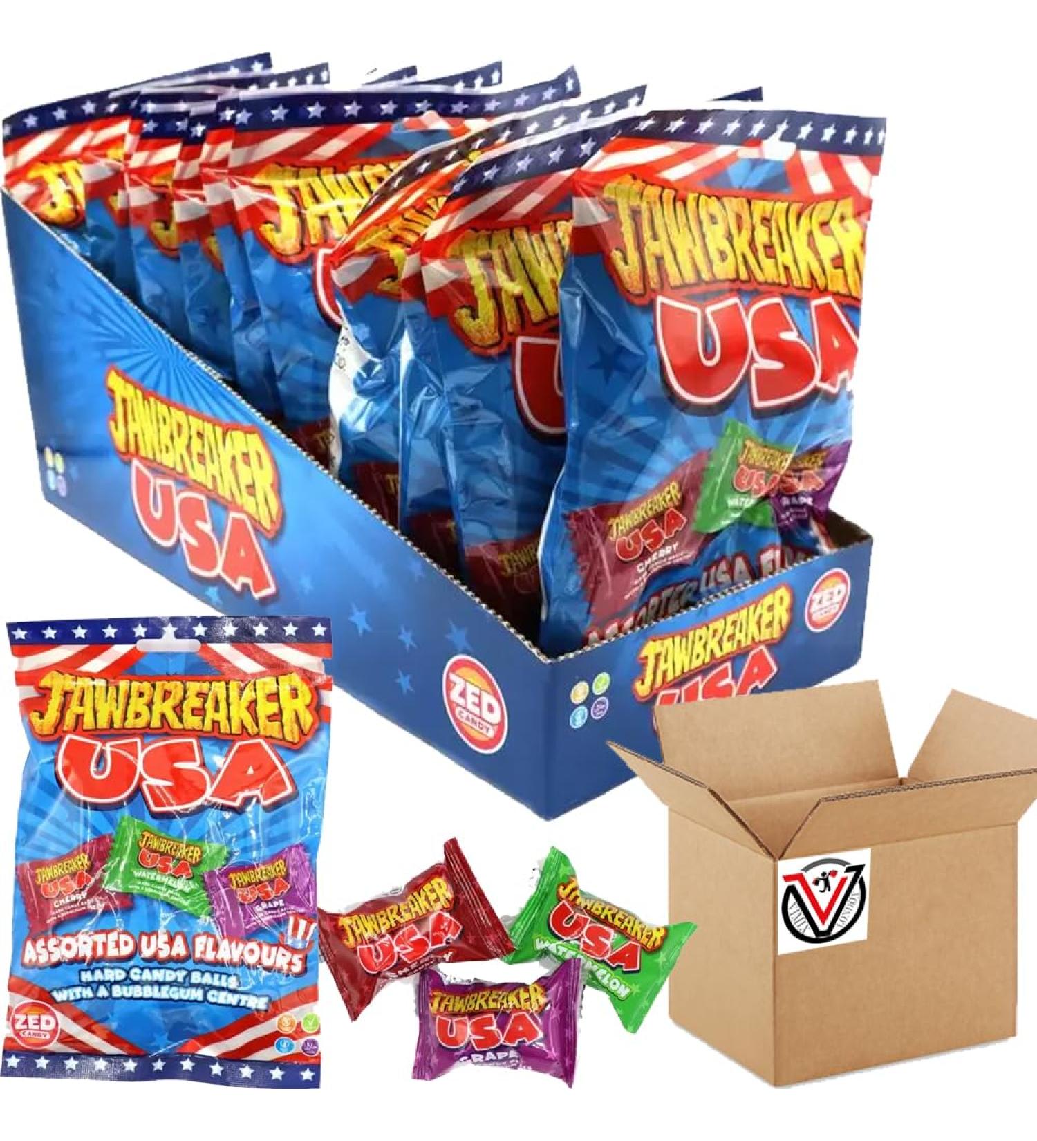 Zed-Candy Jawbreaker USA Bag 99g - Fruit Favoured Hard Candy Balls with A Bubblegum Centre | Pick any number of bags - Buy Online on GoSupps.com