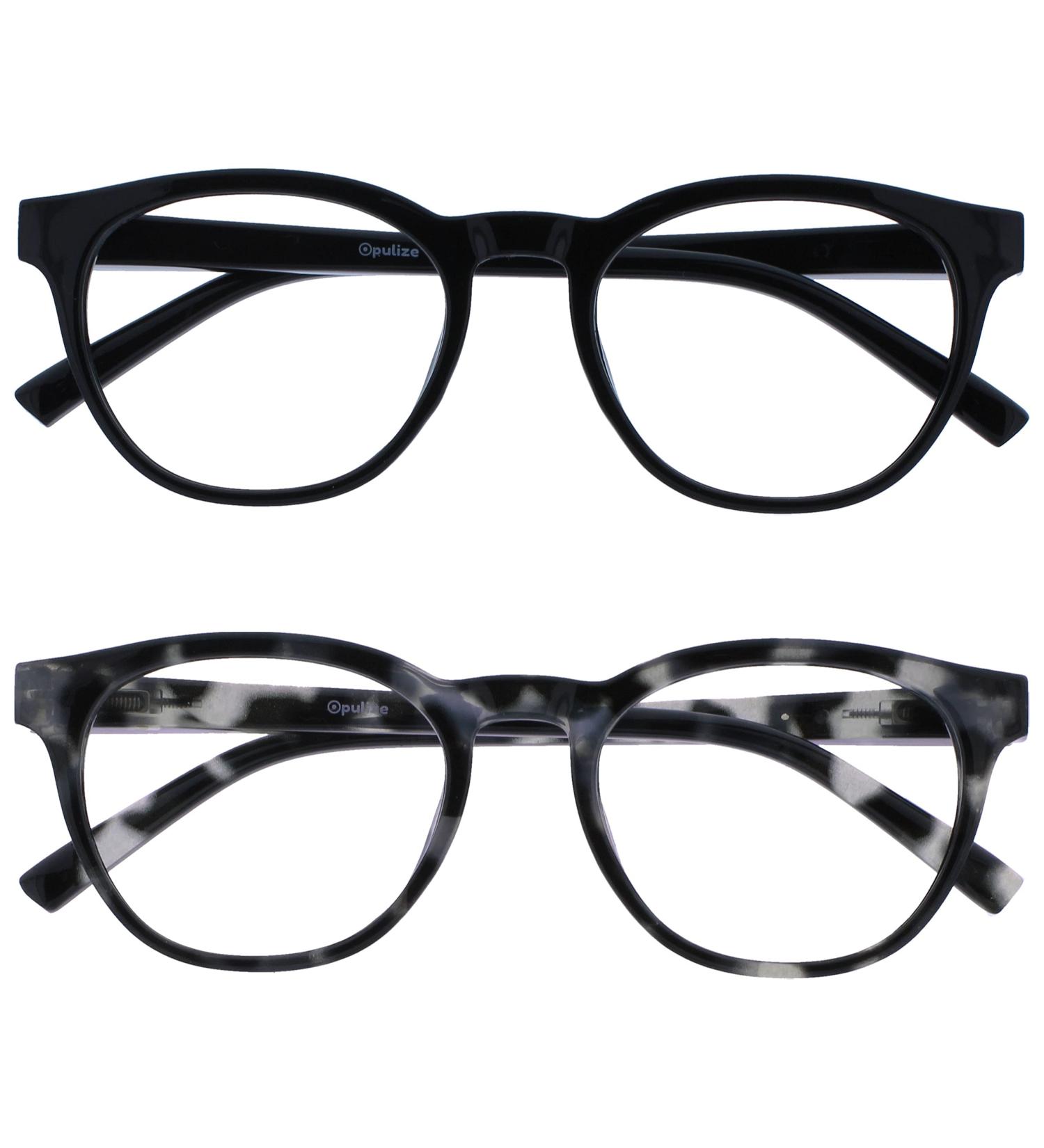 Opulize Blu Blue Light Filtering Reading Glasses - 2 Pack Cool Frame Feder Hinges Anti-Reflective - Perfect for Gaming & Sleep - Available in Black/Gray Turtle - Buy Online on GoSupps.com